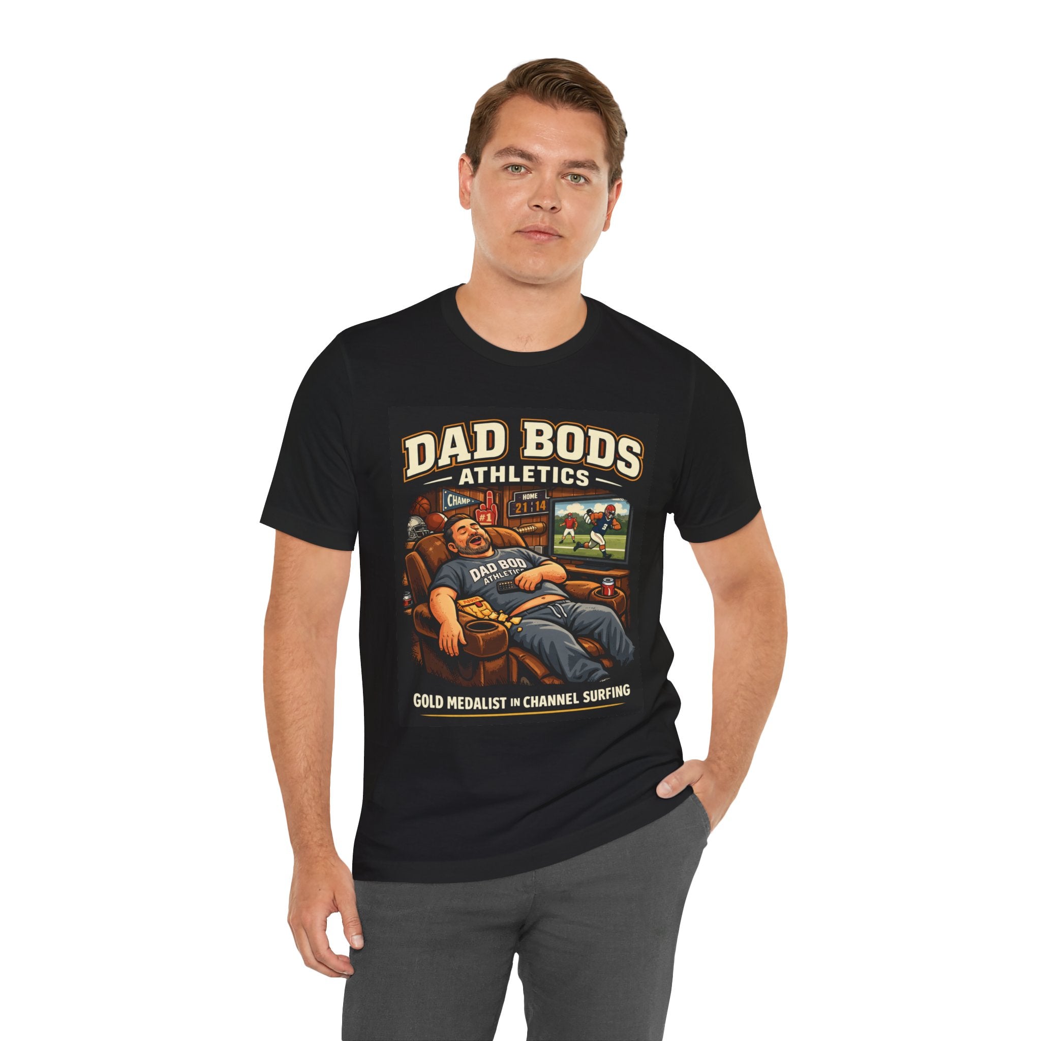 Funny Dad Shirt | Gold Medalist in Channel Surfing | Dad Bods Athletics | Father's Day Gift