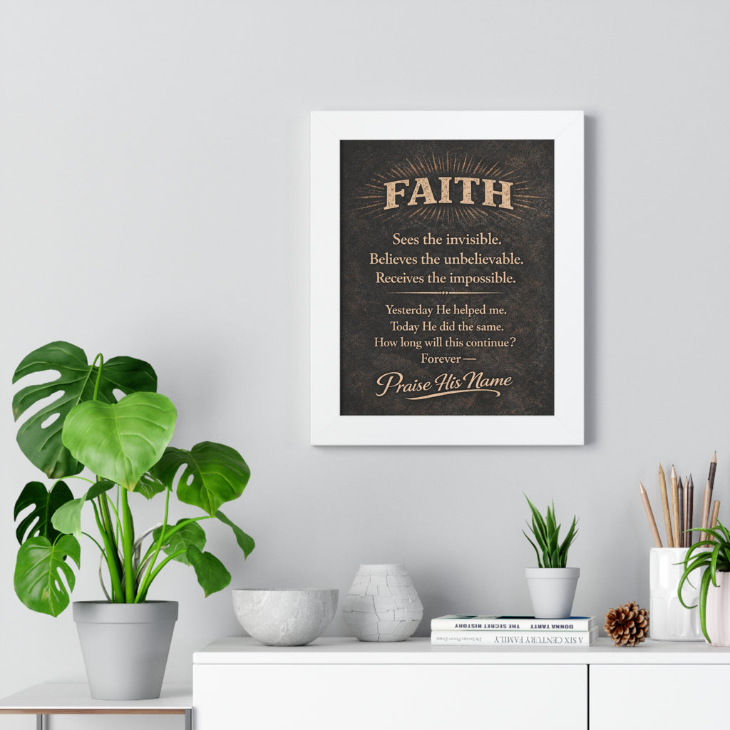 Christian Wall Art | FAITH Sees the Invisible | Masculine Faith Poster | Stormy Meadow