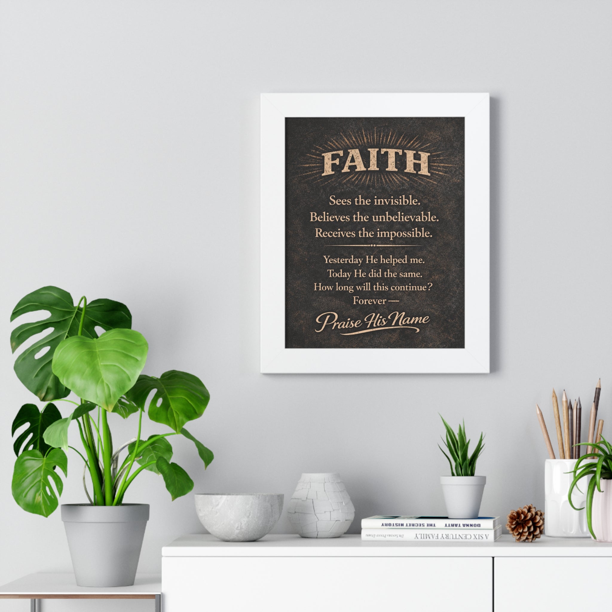 Christian Wall Art | FAITH Sees the Invisible | Masculine Faith Poster | Stormy Meadow
