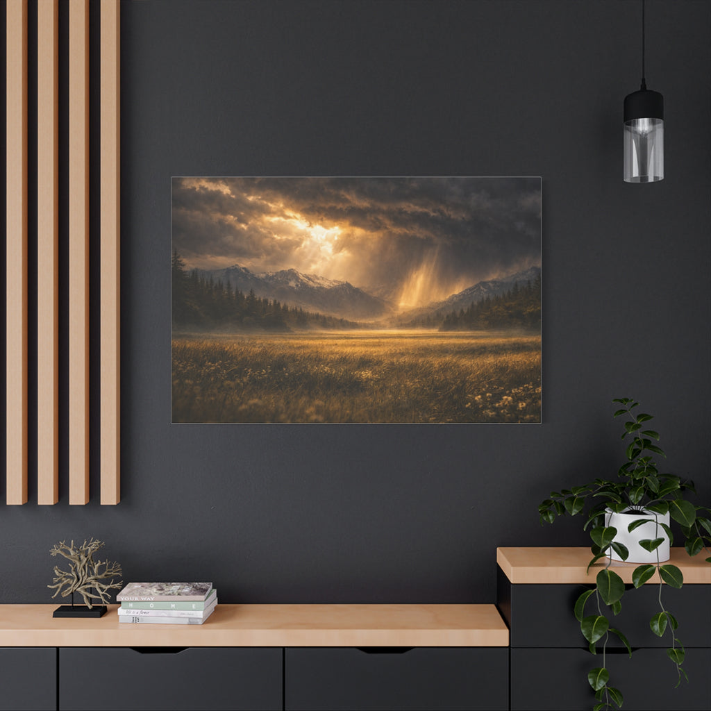 Stormy Meadow Wall Art | "Where the Storm Breaks" | Motivational Canvas Print | Fine Art