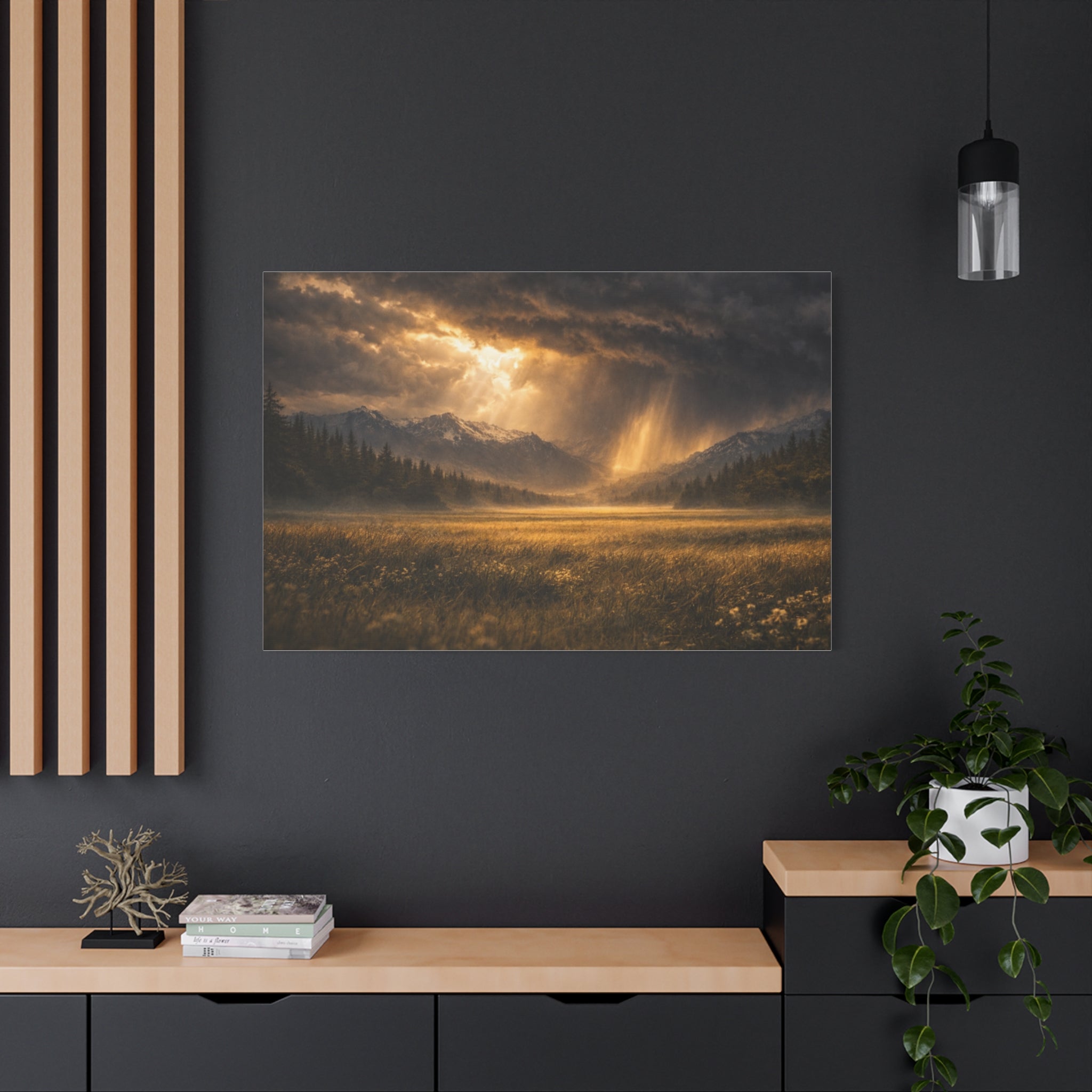 Stormy Meadow Wall Art | "Where the Storm Breaks" | Motivational Canvas Print | Fine Art