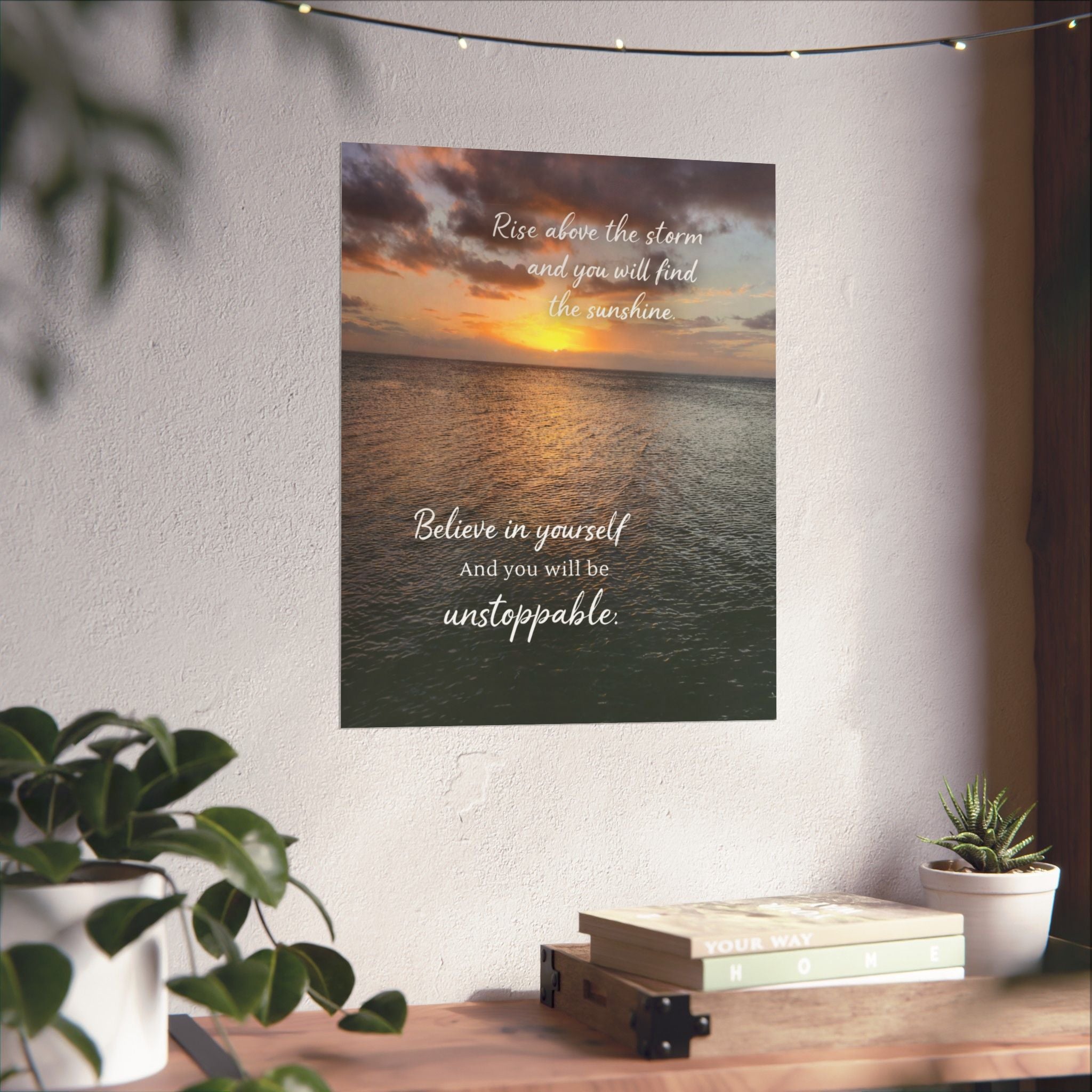Motivational Poster | Rise Above the Storm | Inspirational Wall Art | Stormy Meadow