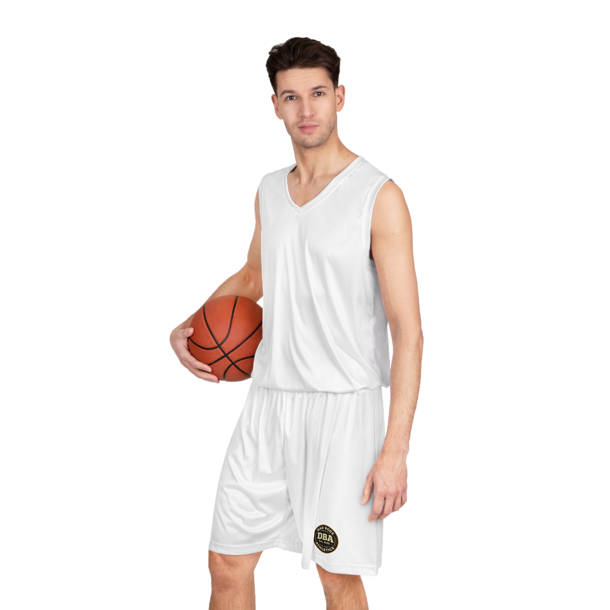 DBA round monogram left leg, Basketball Shorts (AOP)