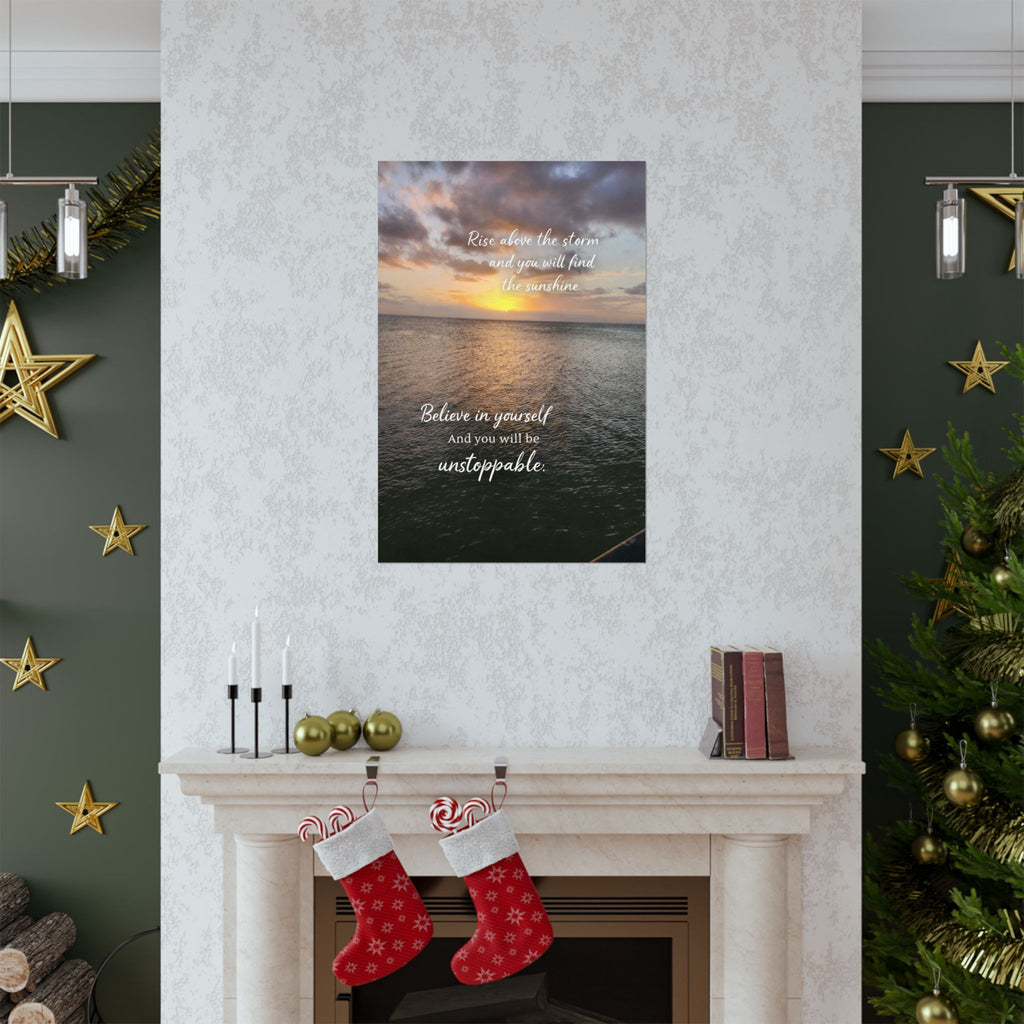 Motivational Poster | Rise Above the Storm | Inspirational Wall Art | Stormy Meadow