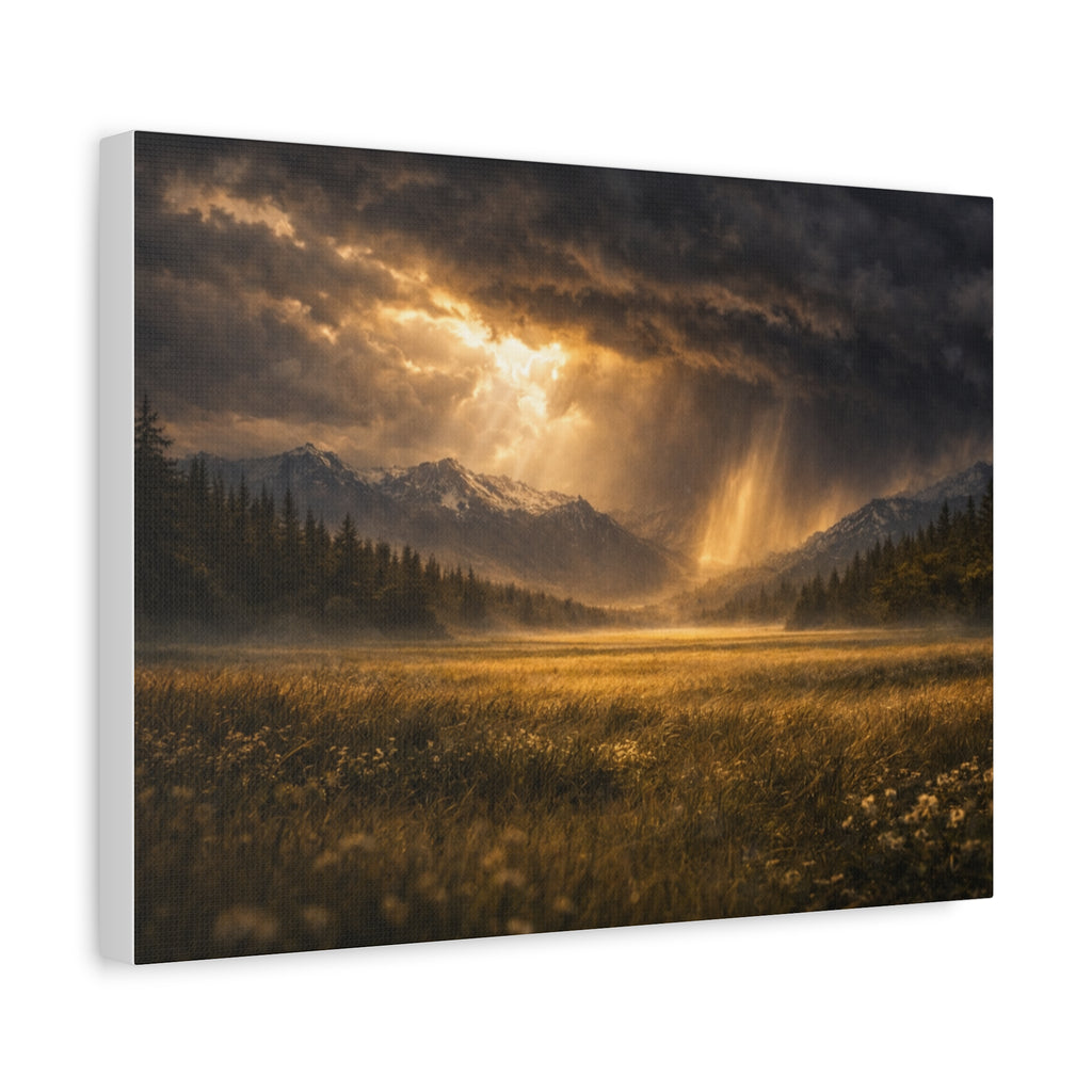 Stormy Meadow Wall Art | "Where the Storm Breaks" | Motivational Canvas Print | Fine Art