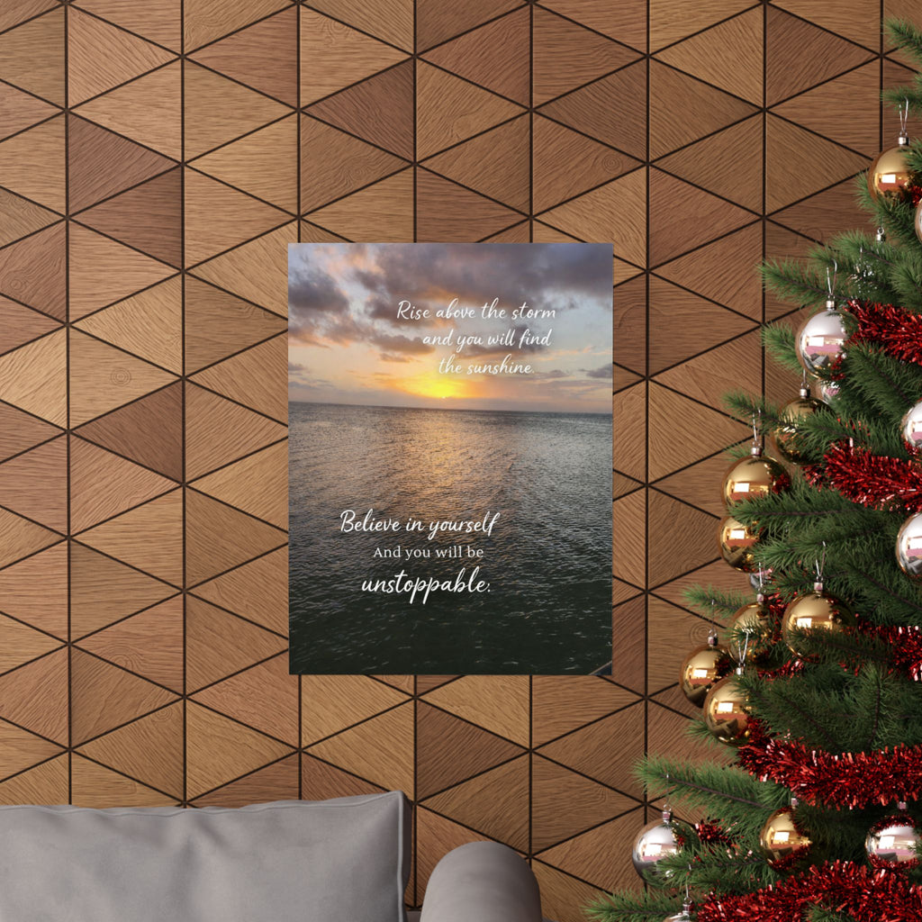 Motivational Poster | Rise Above the Storm | Inspirational Wall Art | Stormy Meadow