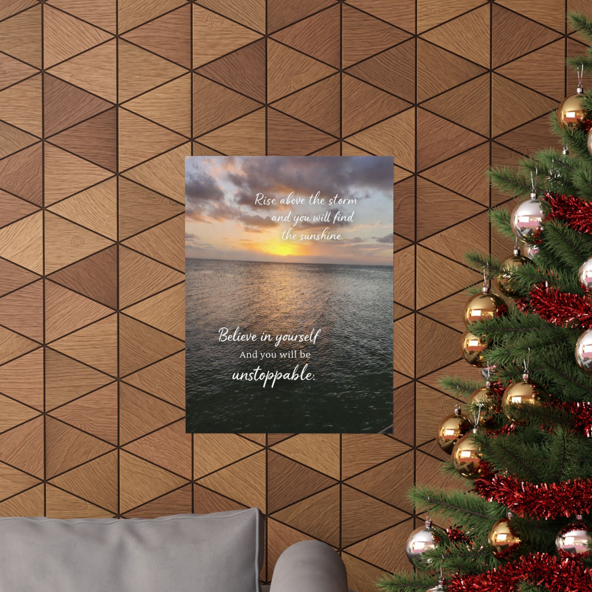 Motivational Poster | Rise Above the Storm | Inspirational Wall Art | Stormy Meadow