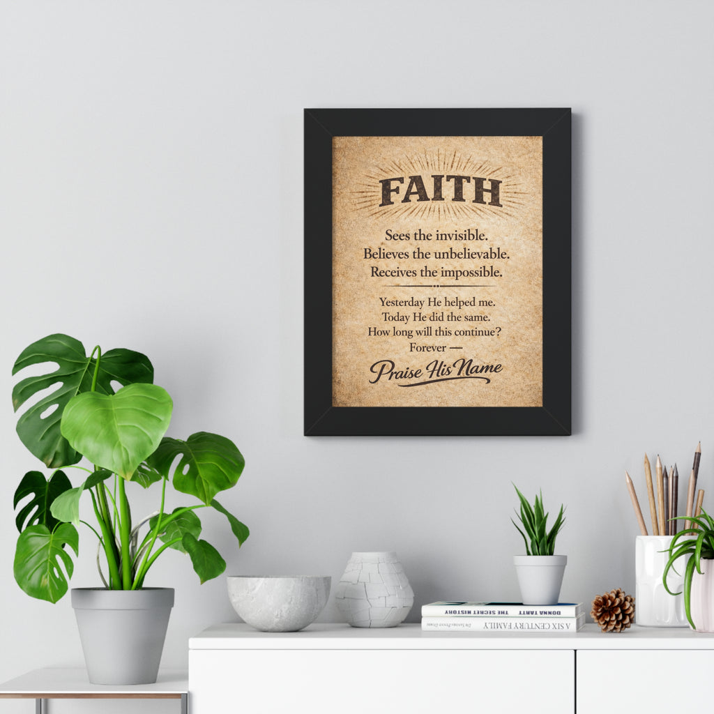 Christian Wall Art | FAITH Sees the Invisible | Vintage Faith Poster | Stormy Meadow
