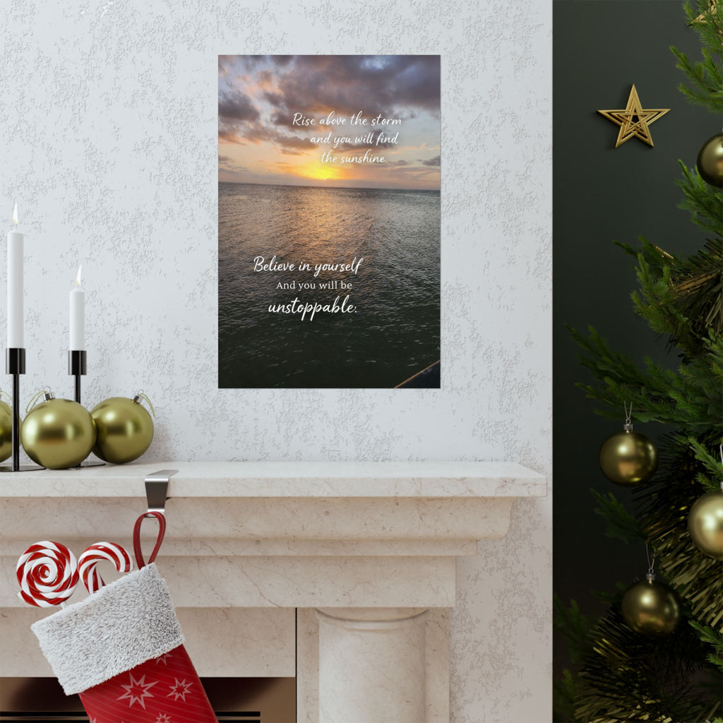 Motivational Poster | Rise Above the Storm | Inspirational Wall Art | Stormy Meadow