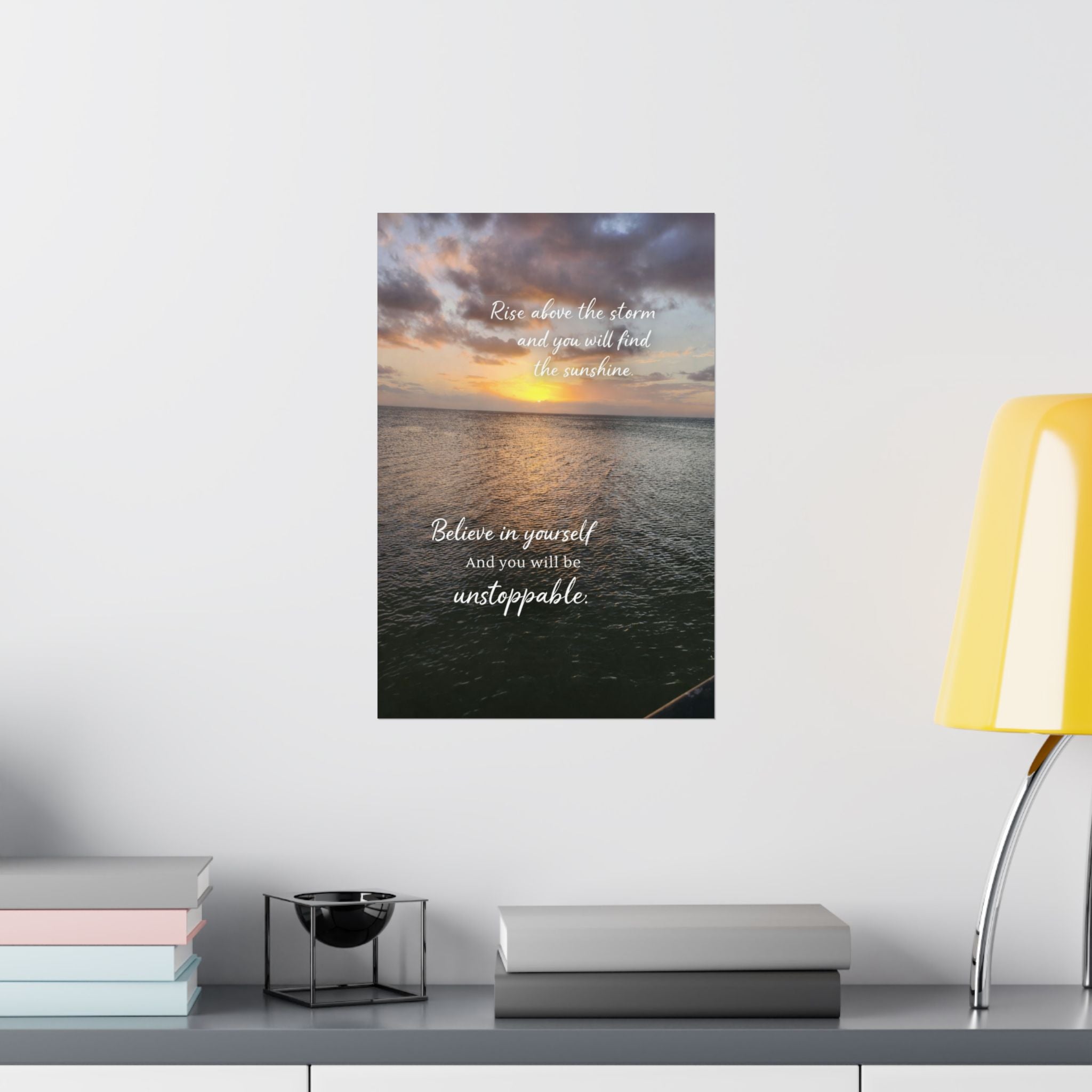 Motivational Poster | Rise Above the Storm | Inspirational Wall Art | Stormy Meadow