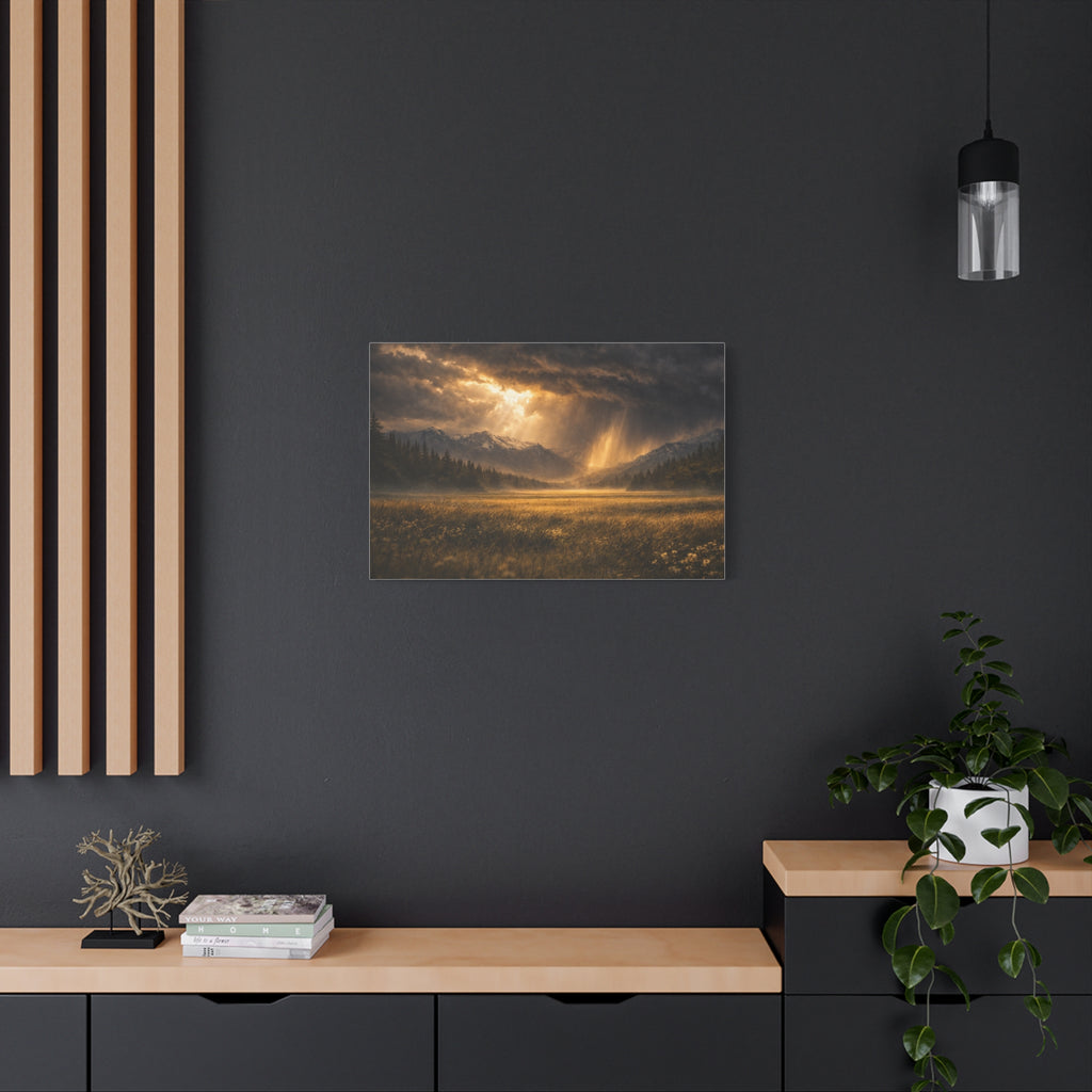 Stormy Meadow Wall Art | "Where the Storm Breaks" | Motivational Canvas Print | Fine Art