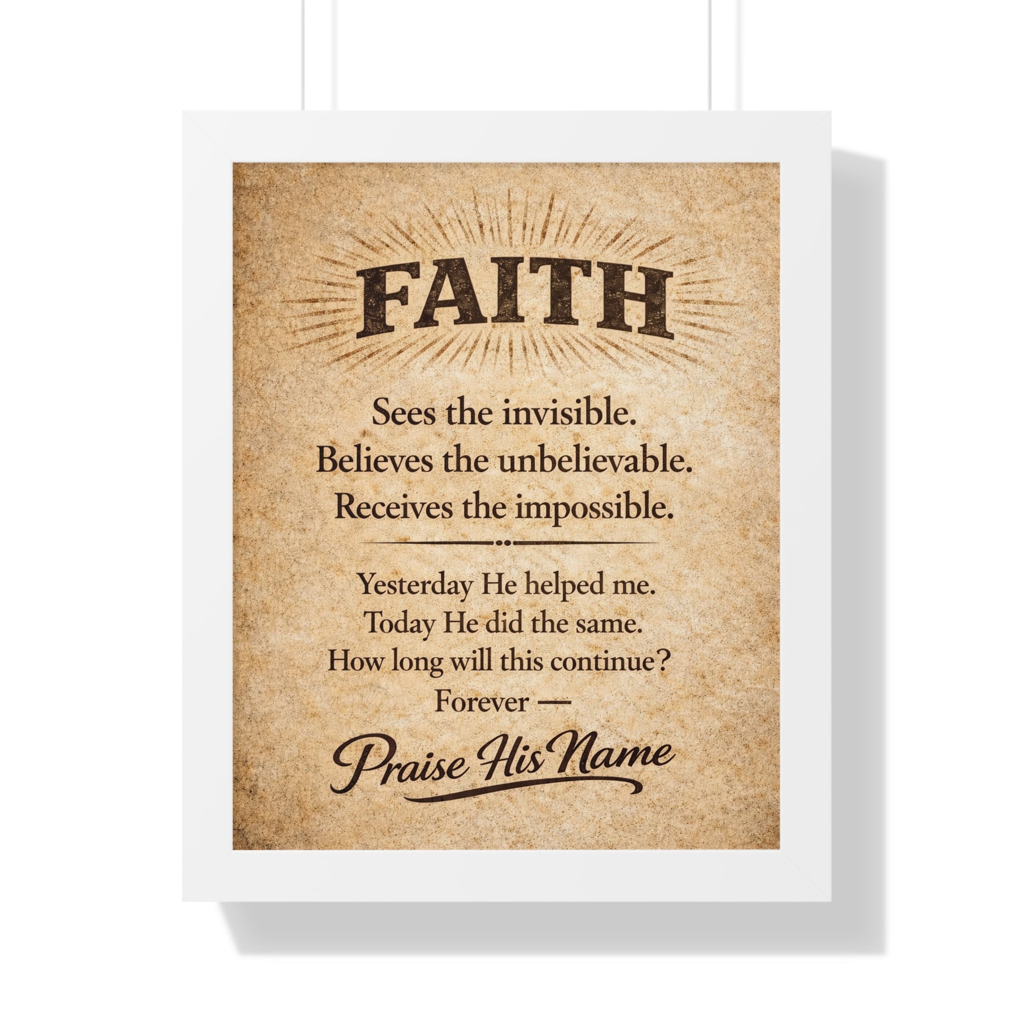 Christian Wall Art | FAITH Sees the Invisible | Vintage Faith Poster | Stormy Meadow
