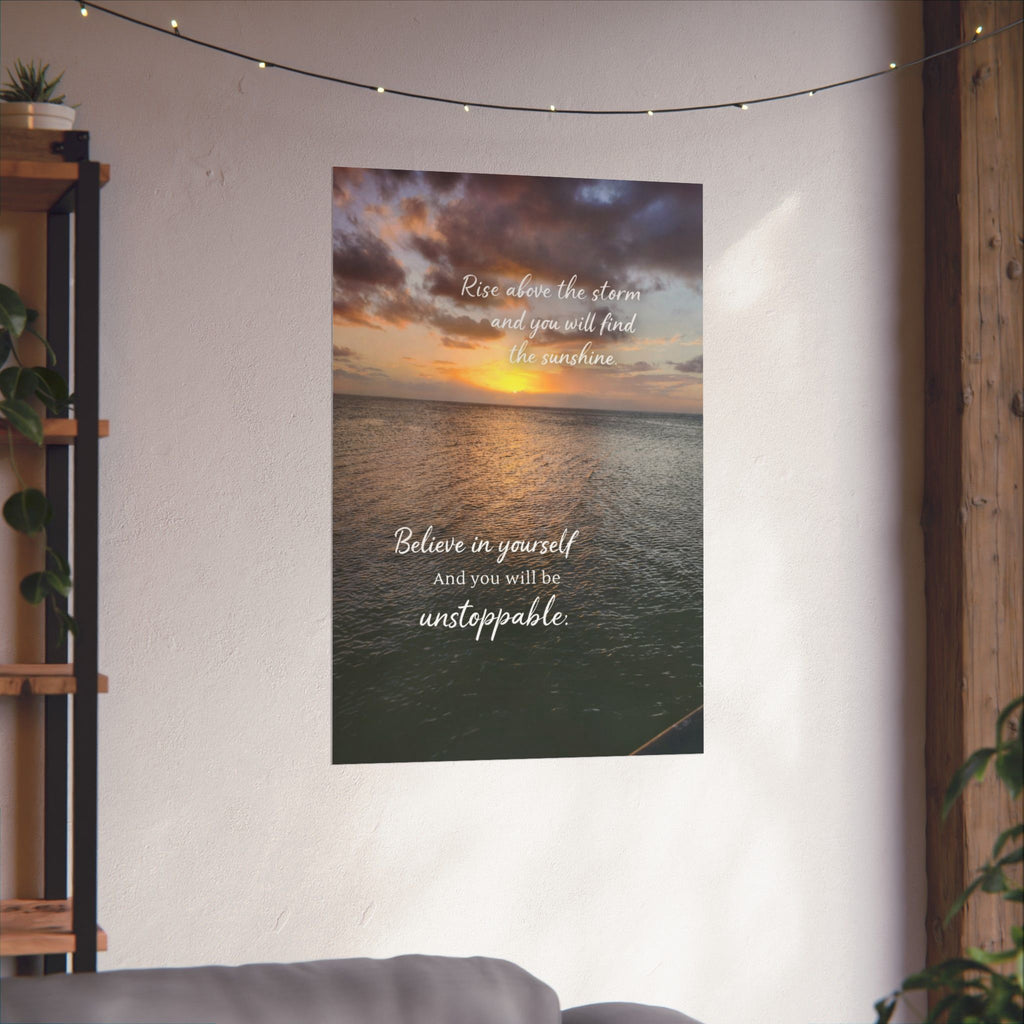 Motivational Poster | Rise Above the Storm | Inspirational Wall Art | Stormy Meadow