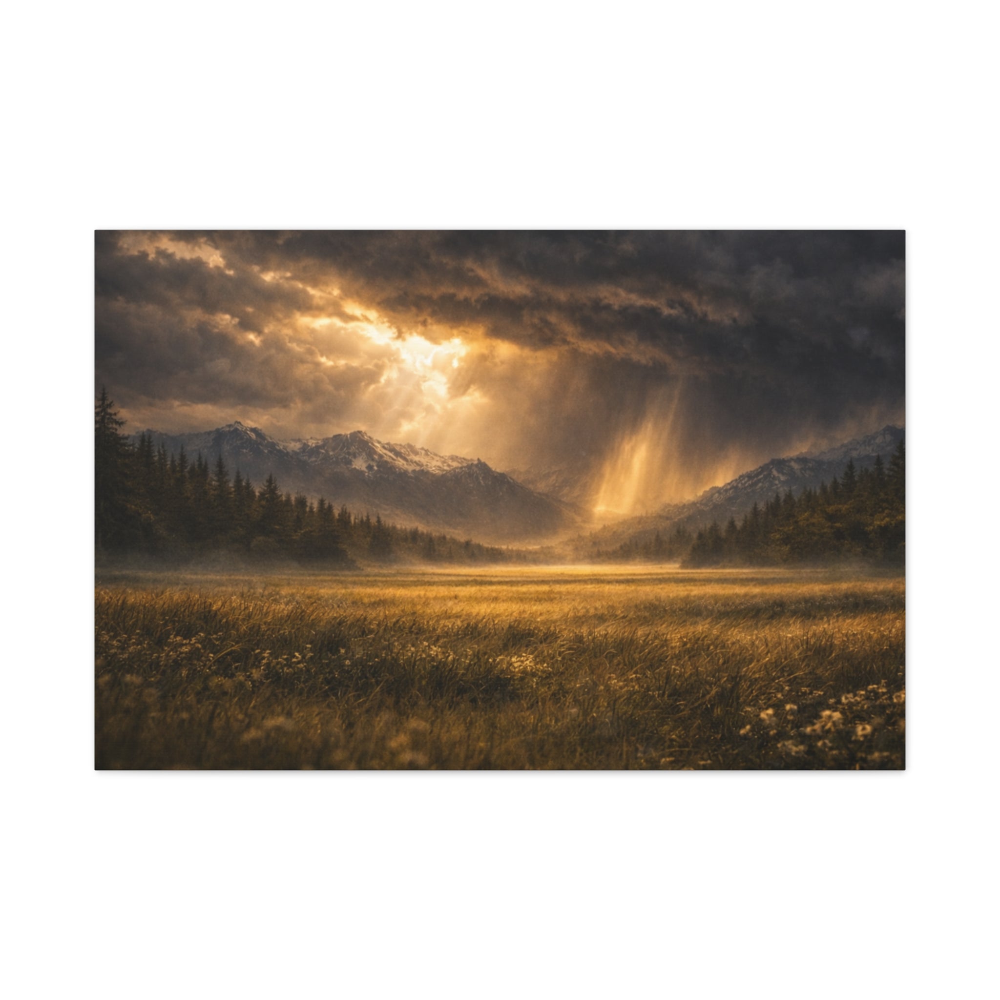 Stormy Meadow Wall Art | "Where the Storm Breaks" | Motivational Canvas Print | Fine Art