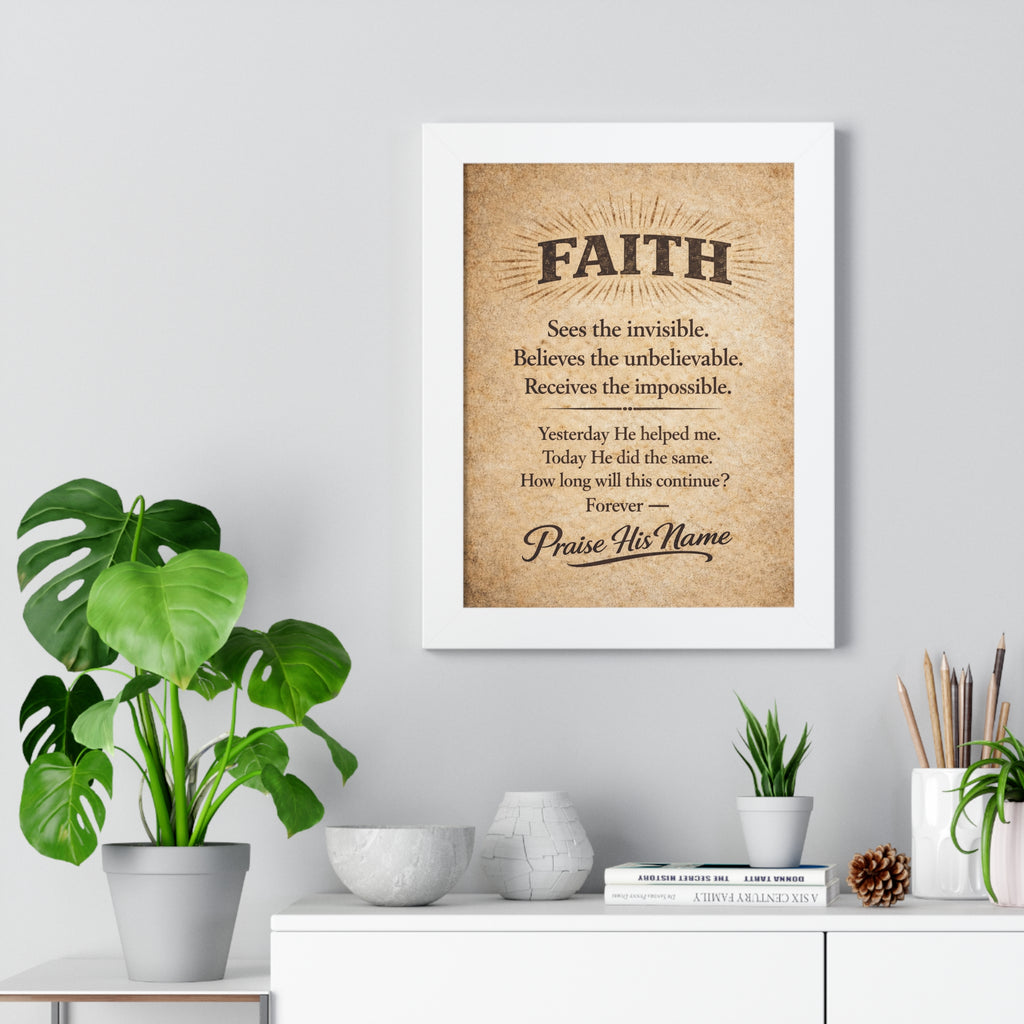 Christian Wall Art | FAITH Sees the Invisible | Vintage Faith Poster | Stormy Meadow