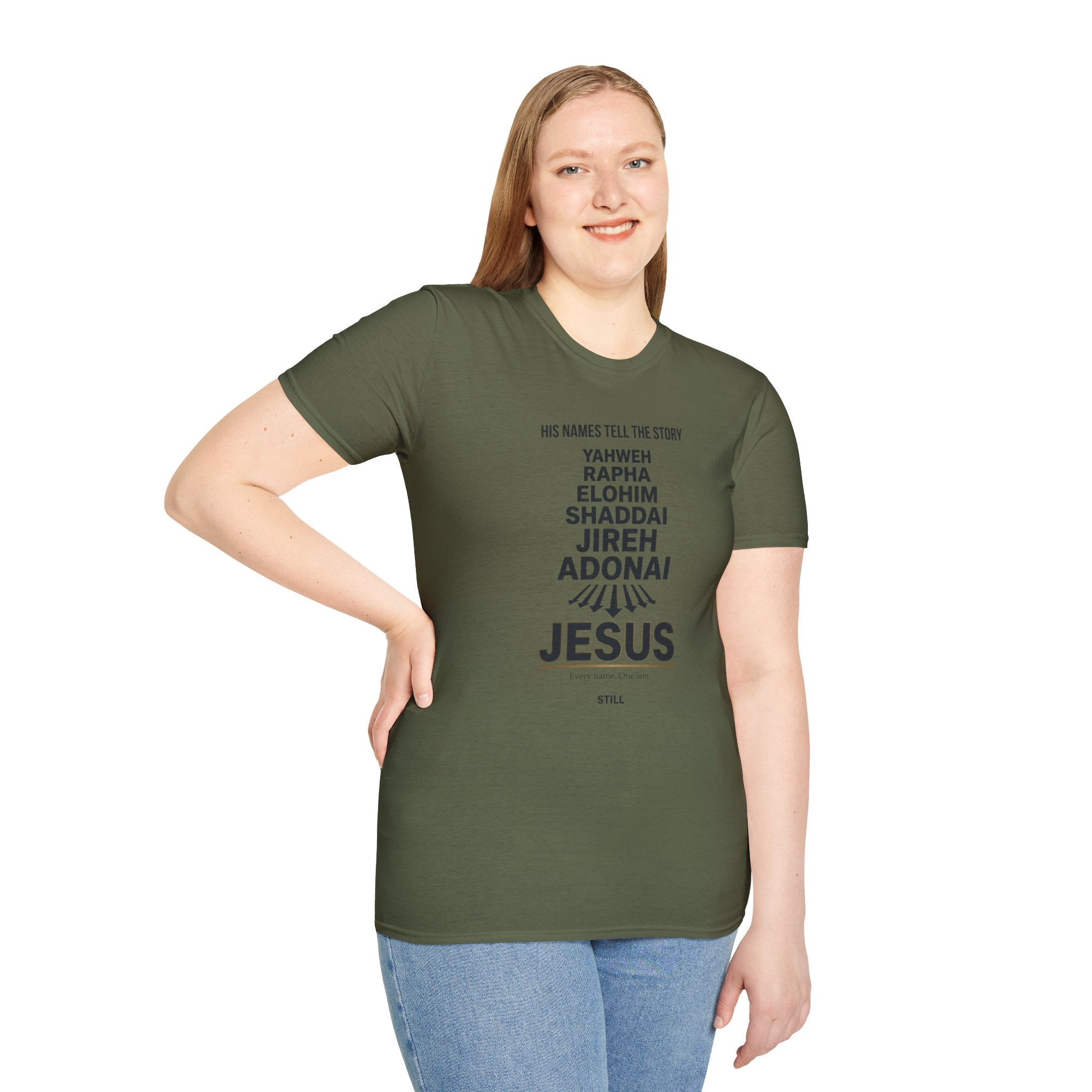 Christian Jesus Names T-Shirt — 'His Names Tell the Story' Faith Tee