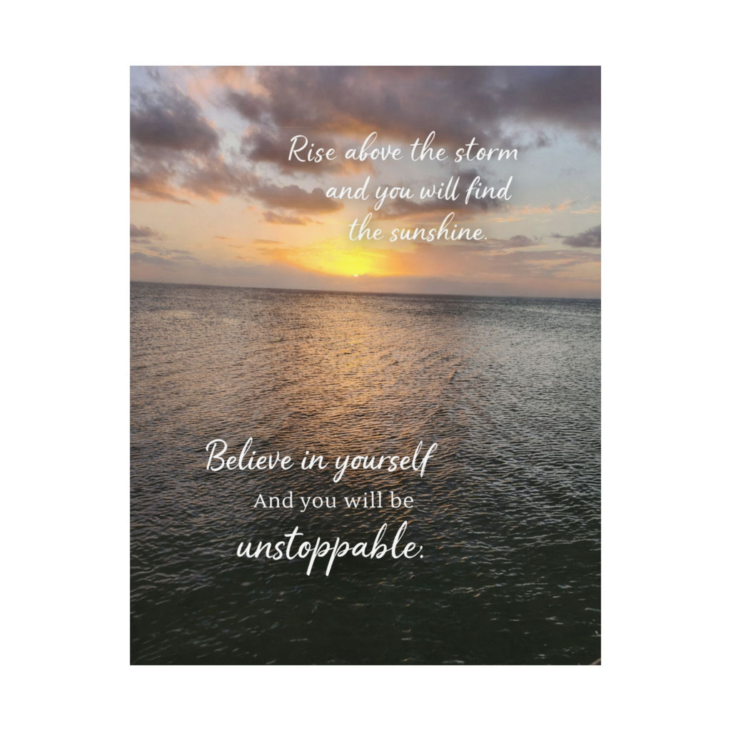 Motivational Poster | Rise Above the Storm | Inspirational Wall Art | Stormy Meadow