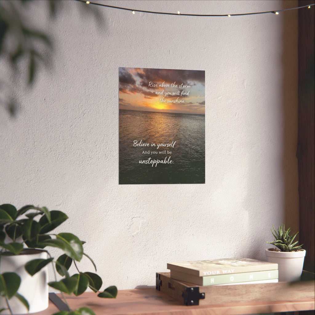 Motivational Poster | Rise Above the Storm | Inspirational Wall Art | Stormy Meadow