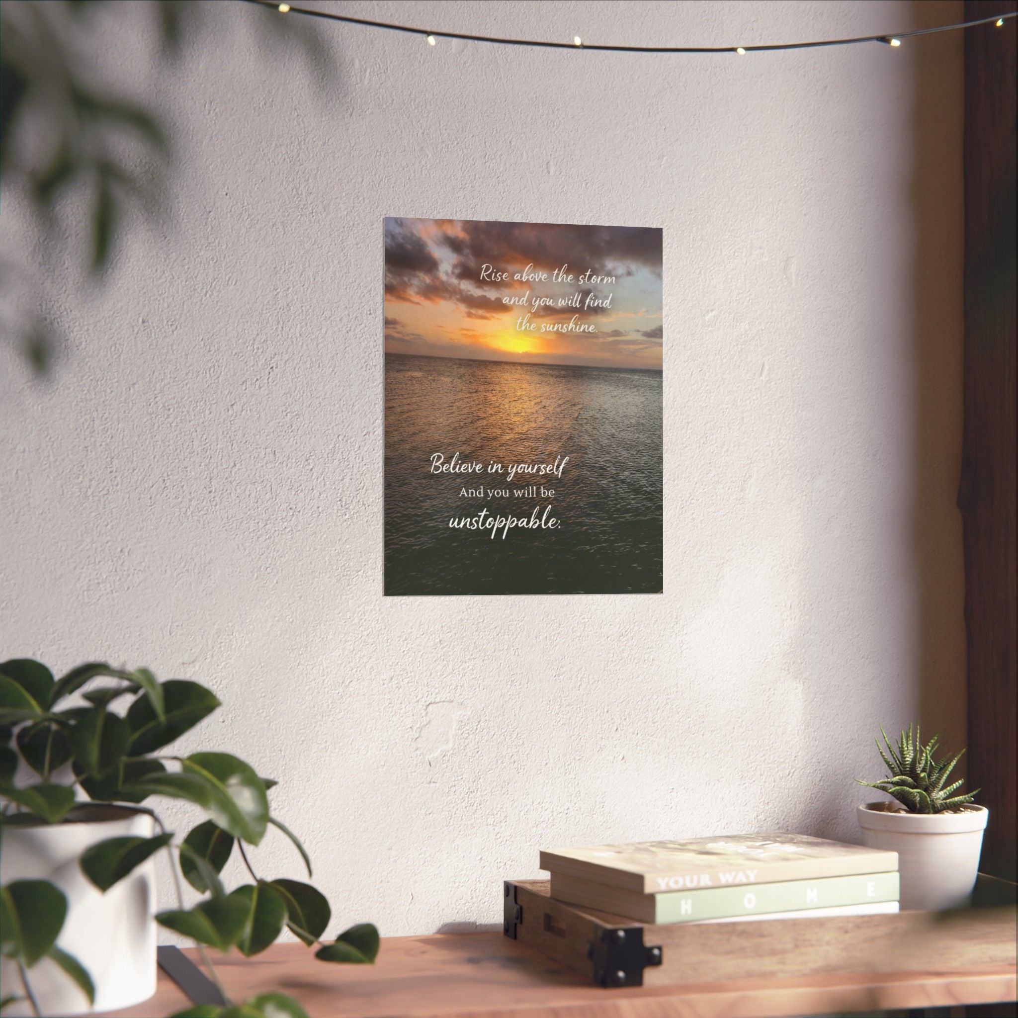 Motivational Poster | Rise Above the Storm | Inspirational Wall Art | Stormy Meadow