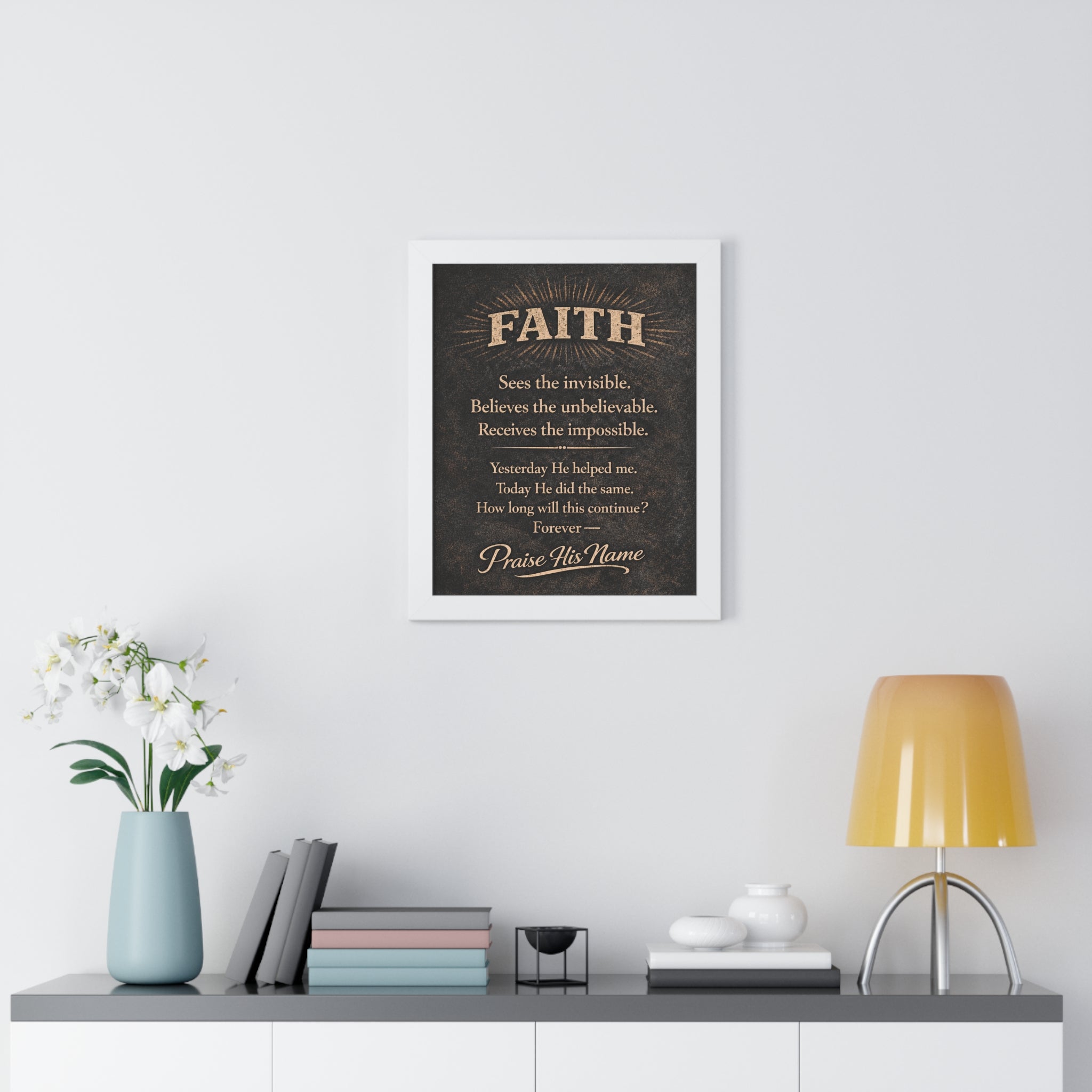 Christian Wall Art | FAITH Sees the Invisible | Masculine Faith Poster | Stormy Meadow