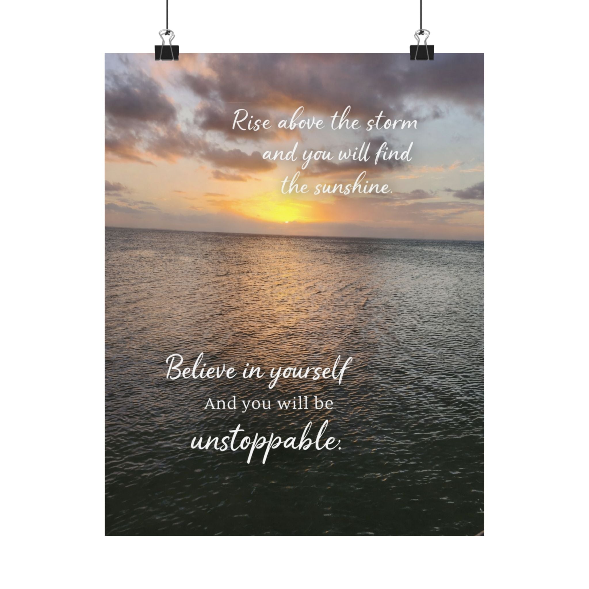 Motivational Poster | Rise Above the Storm | Inspirational Wall Art | Stormy Meadow