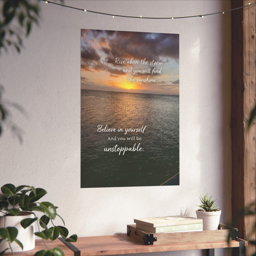 Motivational Poster | Rise Above the Storm | Inspirational Wall Art | Stormy Meadow