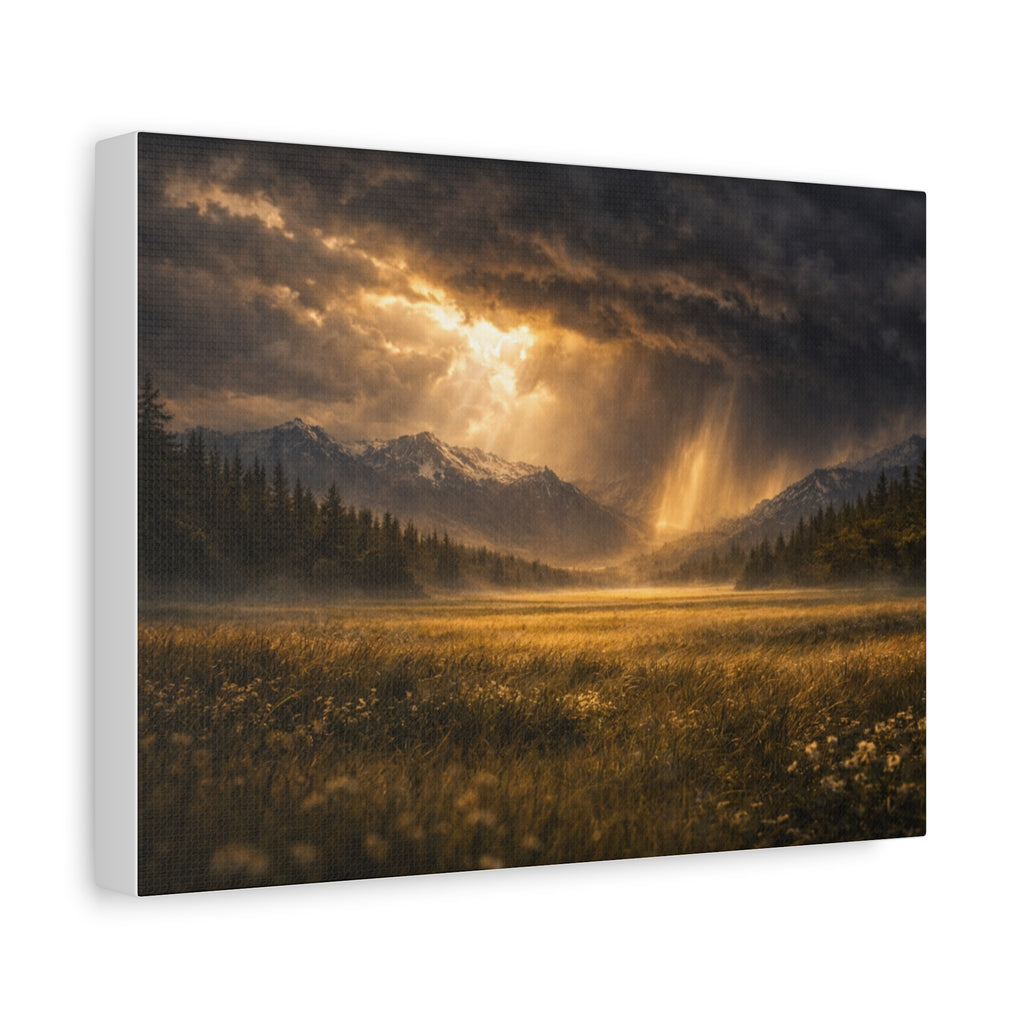 Stormy Meadow Wall Art | "Where the Storm Breaks" | Motivational Canvas Print | Fine Art