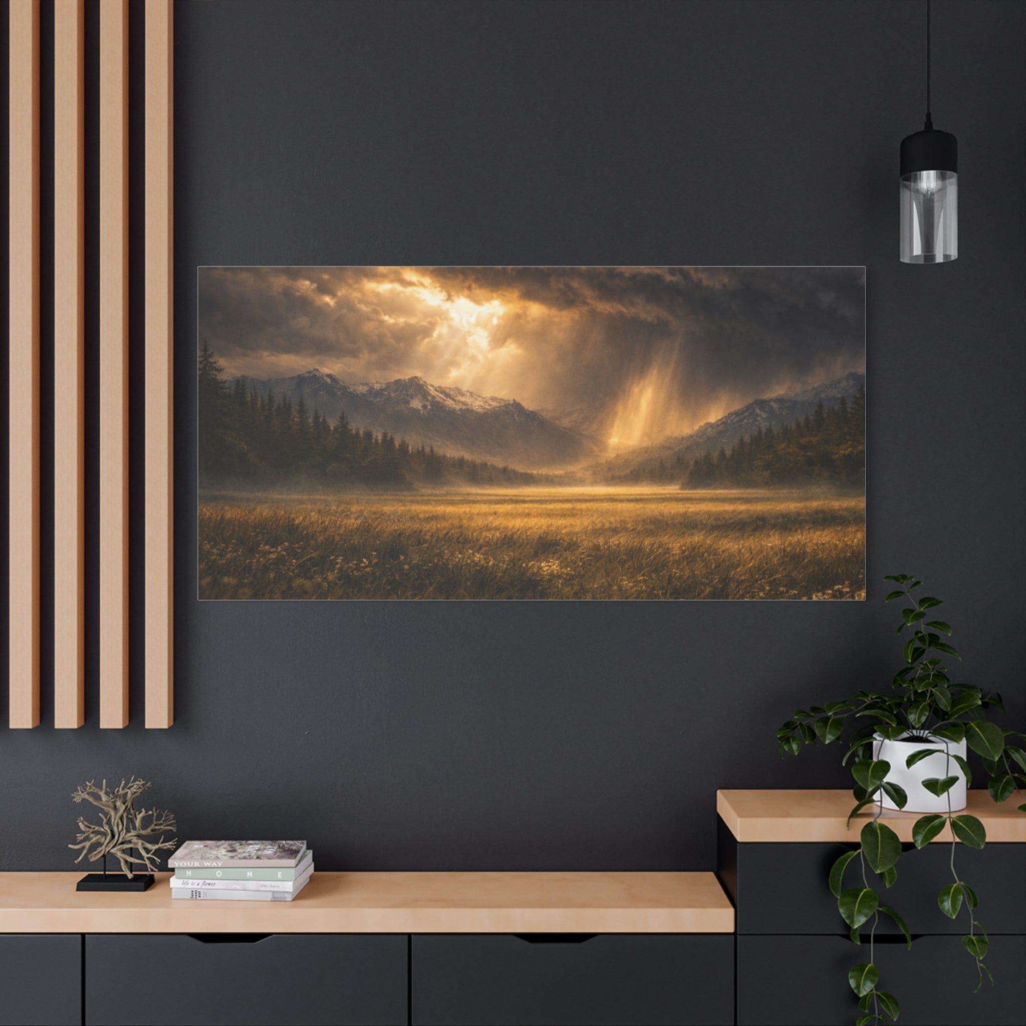 Stormy Meadow Wall Art | "Where the Storm Breaks" | Motivational Canvas Print | Fine Art