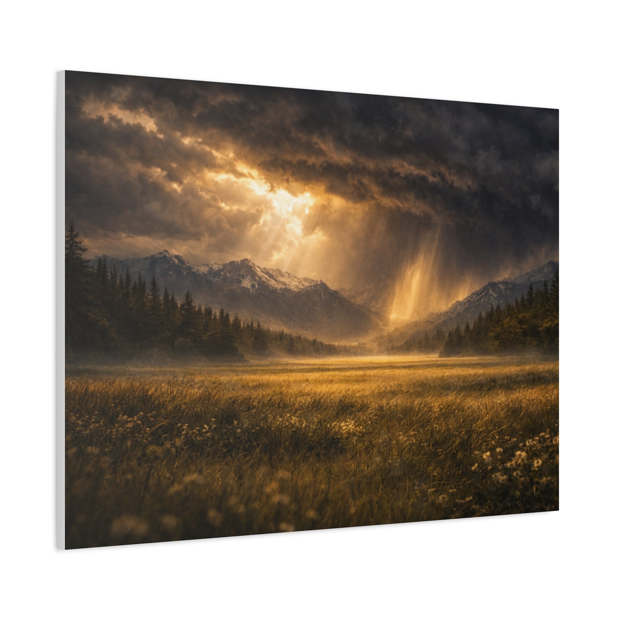 Stormy Meadow Wall Art | "Where the Storm Breaks" | Motivational Canvas Print | Fine Art