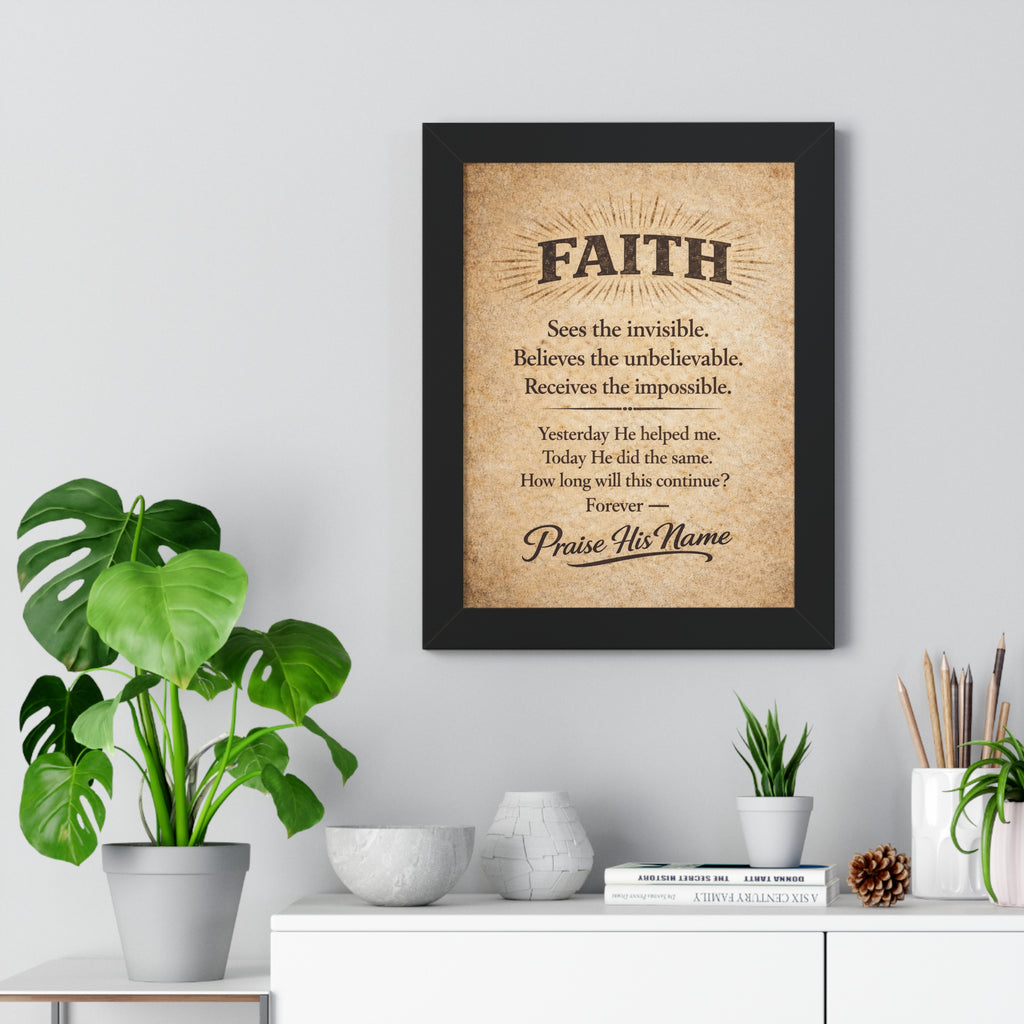 Christian Wall Art | FAITH Sees the Invisible | Vintage Faith Poster | Stormy Meadow