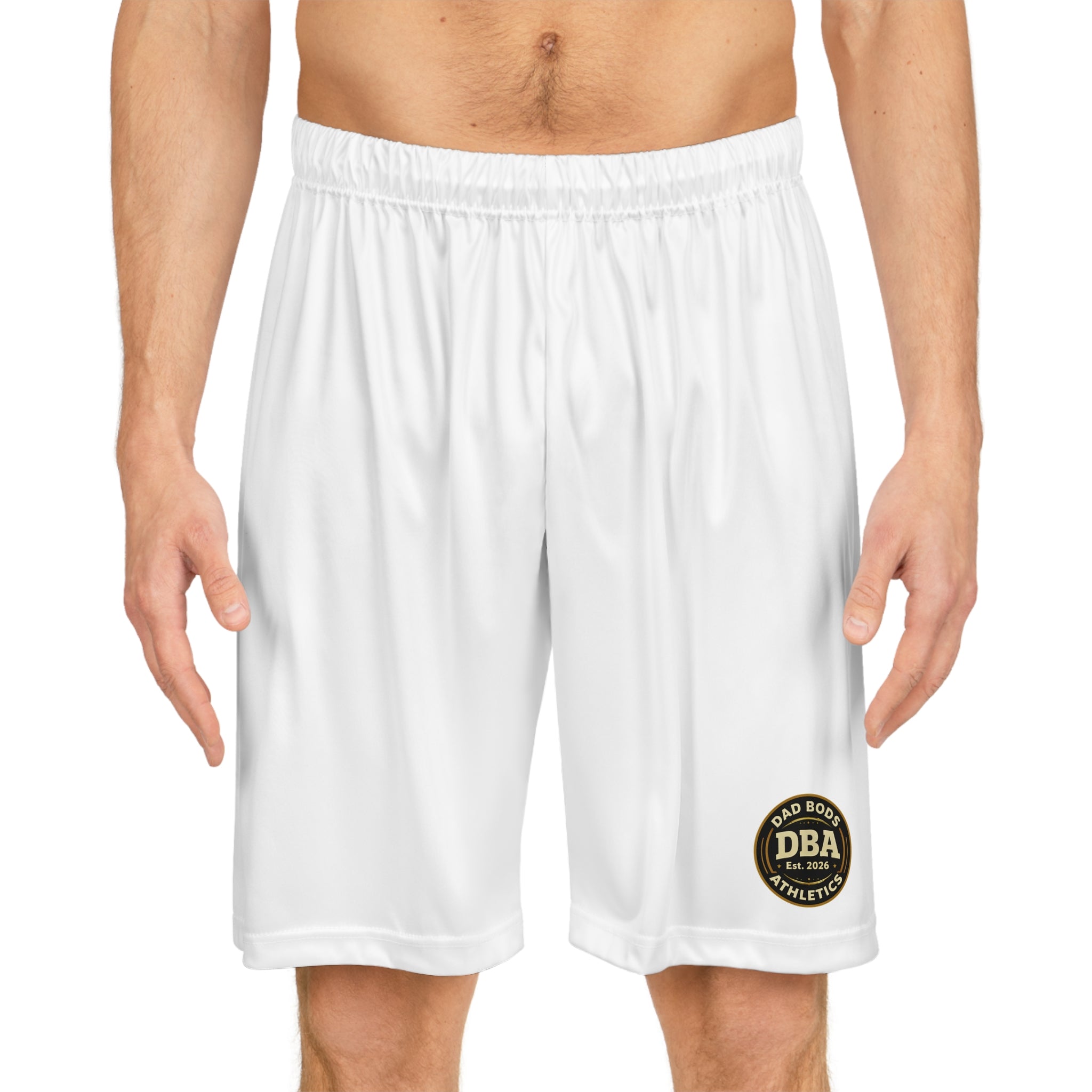DBA round monogram left leg, Basketball Shorts (AOP)