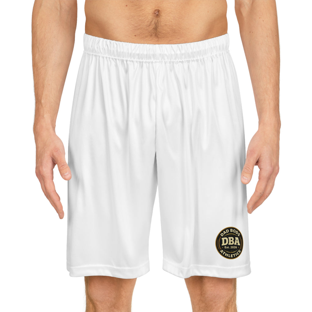 DBA round monogram left leg, Basketball Shorts (AOP)