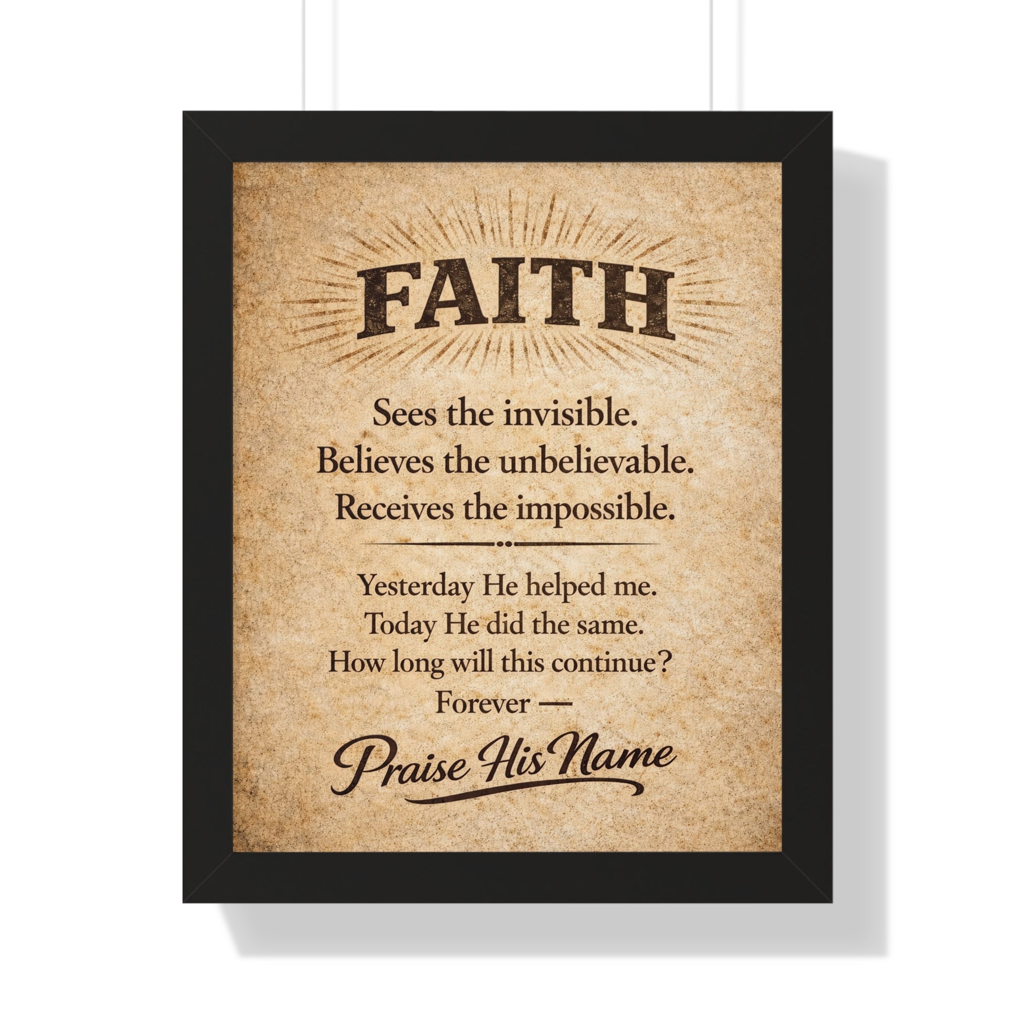 Christian Wall Art | FAITH Sees the Invisible | Vintage Faith Poster | Stormy Meadow
