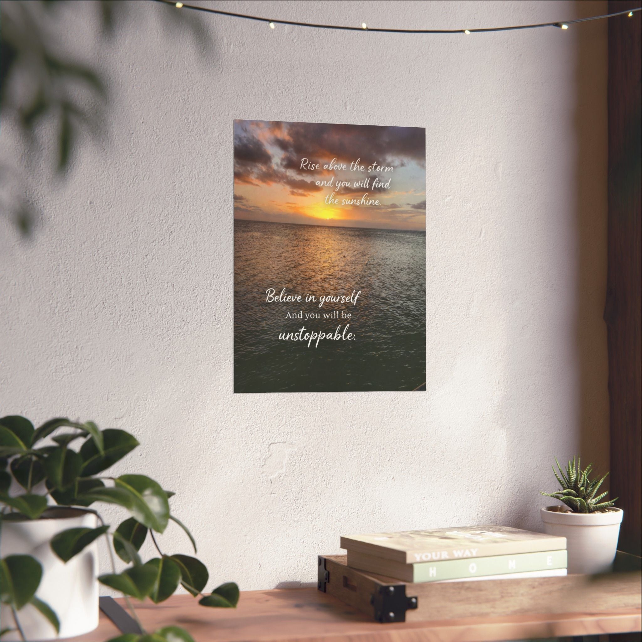 Motivational Poster | Rise Above the Storm | Inspirational Wall Art | Stormy Meadow