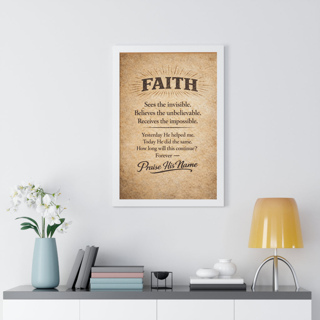 Christian Wall Art | FAITH Sees the Invisible | Vintage Faith Poster | Stormy Meadow