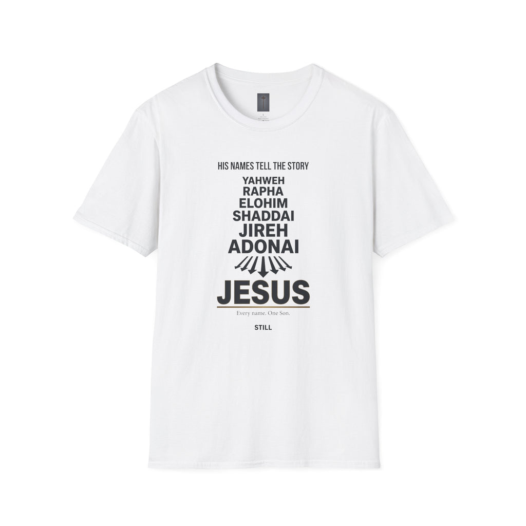 Christian Jesus Names T-Shirt — 'His Names Tell the Story' Faith Tee
