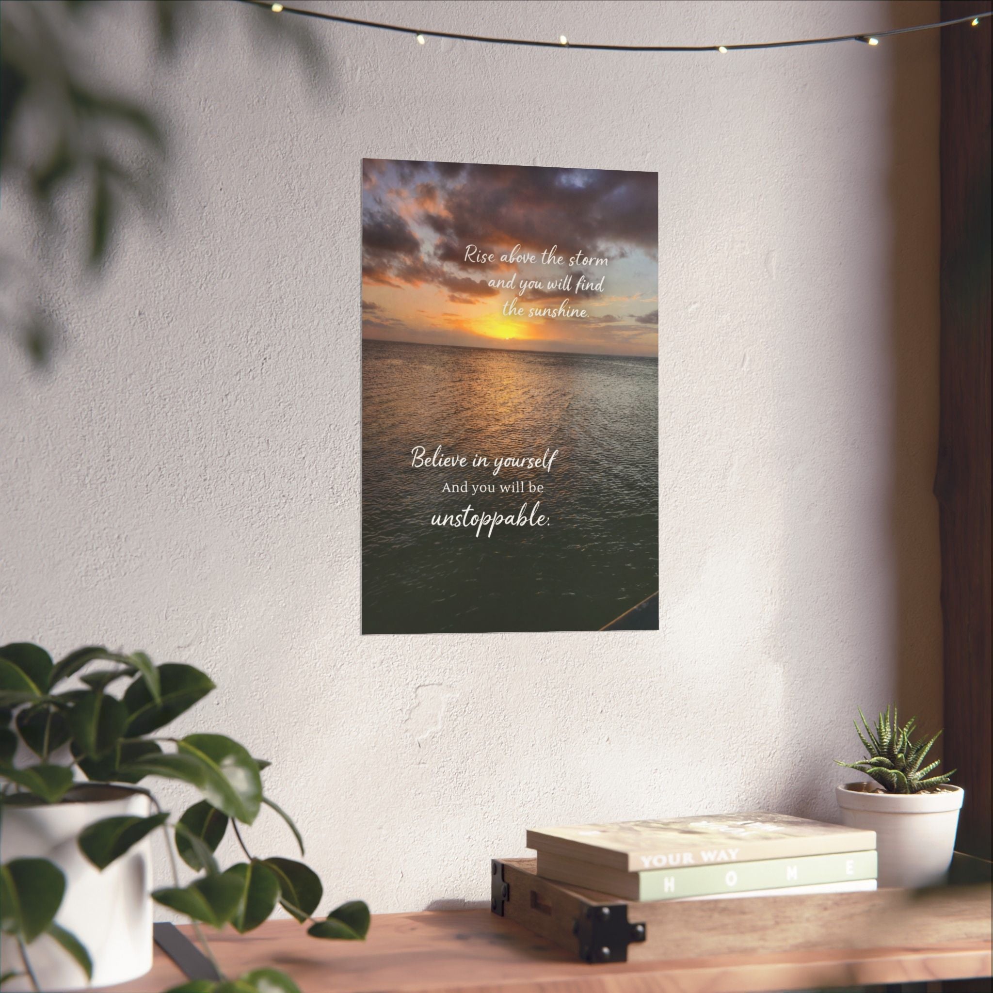 Motivational Poster | Rise Above the Storm | Inspirational Wall Art | Stormy Meadow
