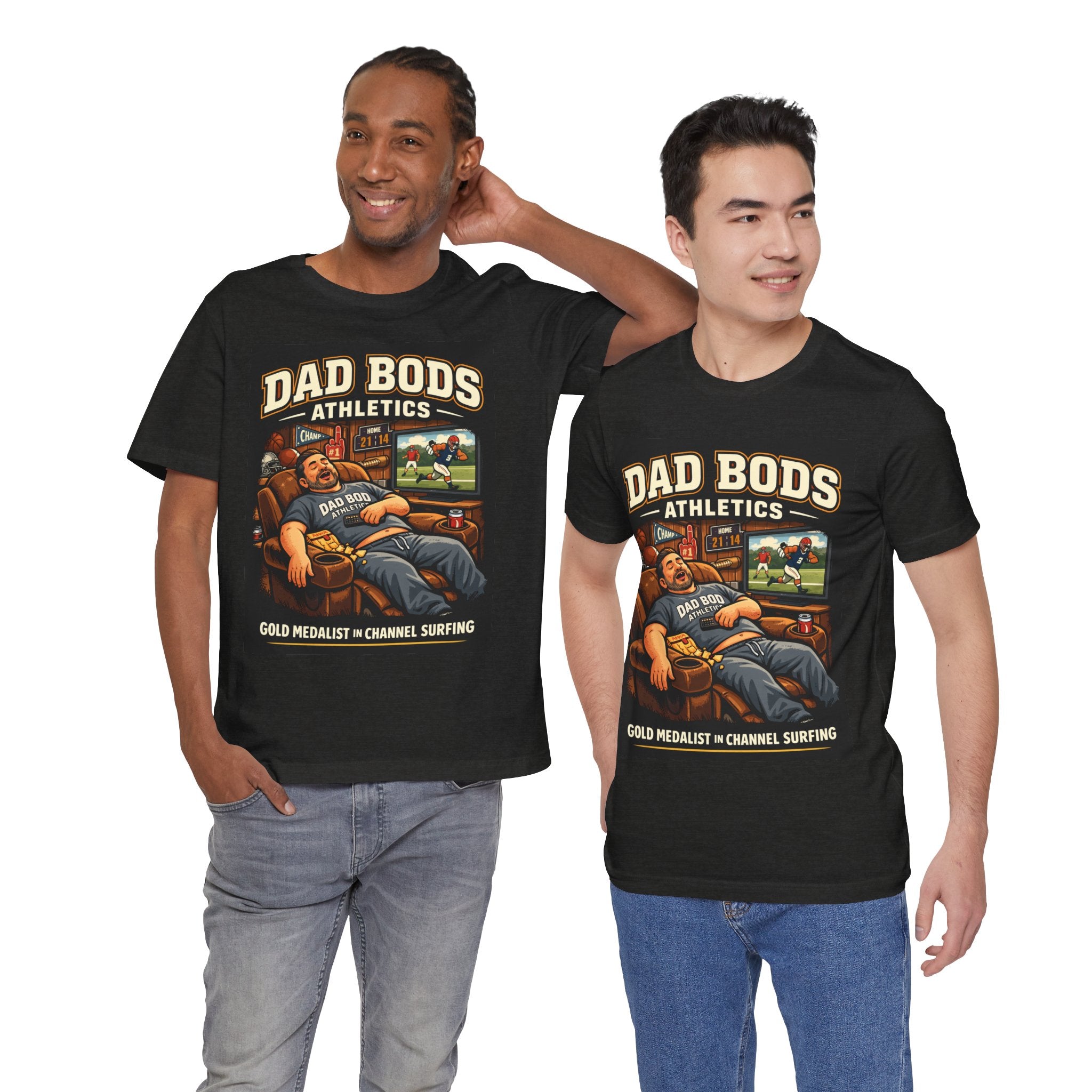 Funny Dad Shirt | Gold Medalist in Channel Surfing | Dad Bods Athletics | Father's Day Gift