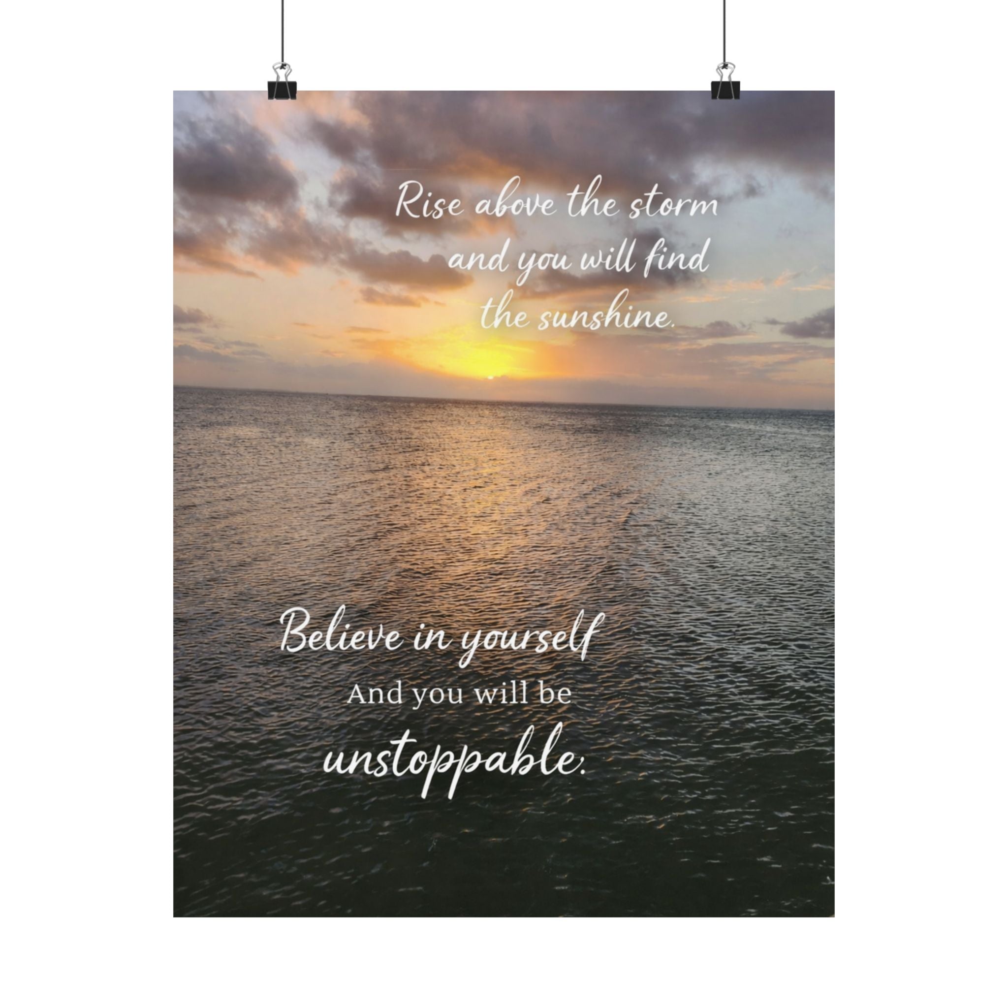 Motivational Poster | Rise Above the Storm | Inspirational Wall Art | Stormy Meadow