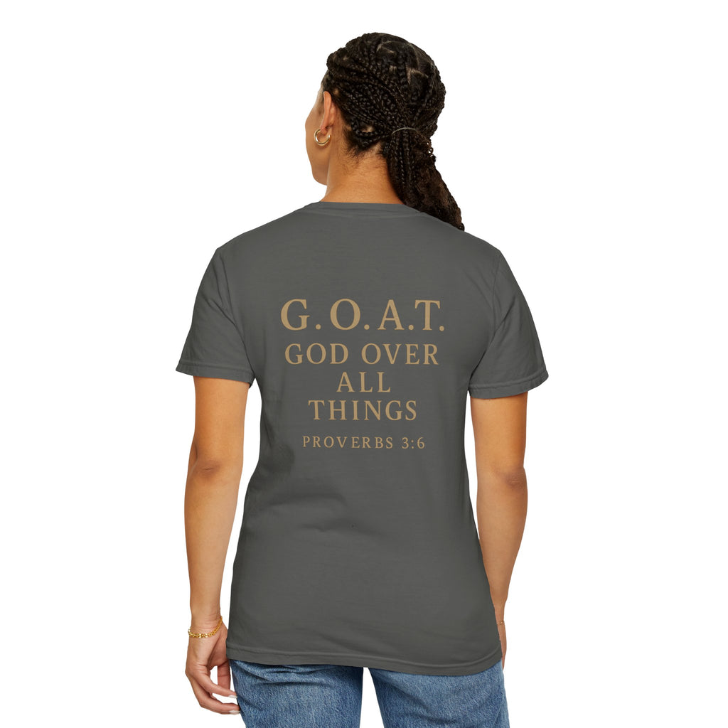 Christian T-Shirt | STILL "G.O.A.T. God Over All Things" | Faith Apparel | STILL Collection