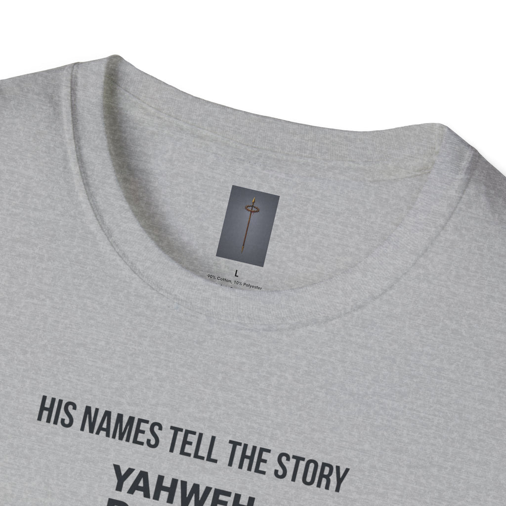 Christian Jesus Names T-Shirt — 'His Names Tell the Story' Faith Tee