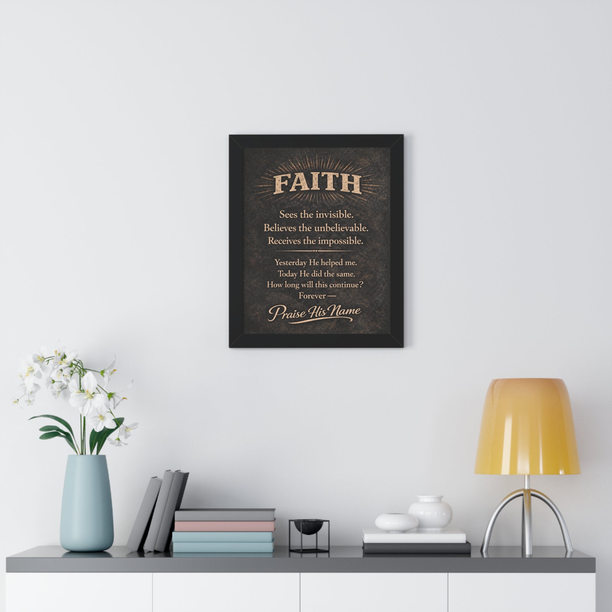 Christian Wall Art | FAITH Sees the Invisible | Masculine Faith Poster | Stormy Meadow