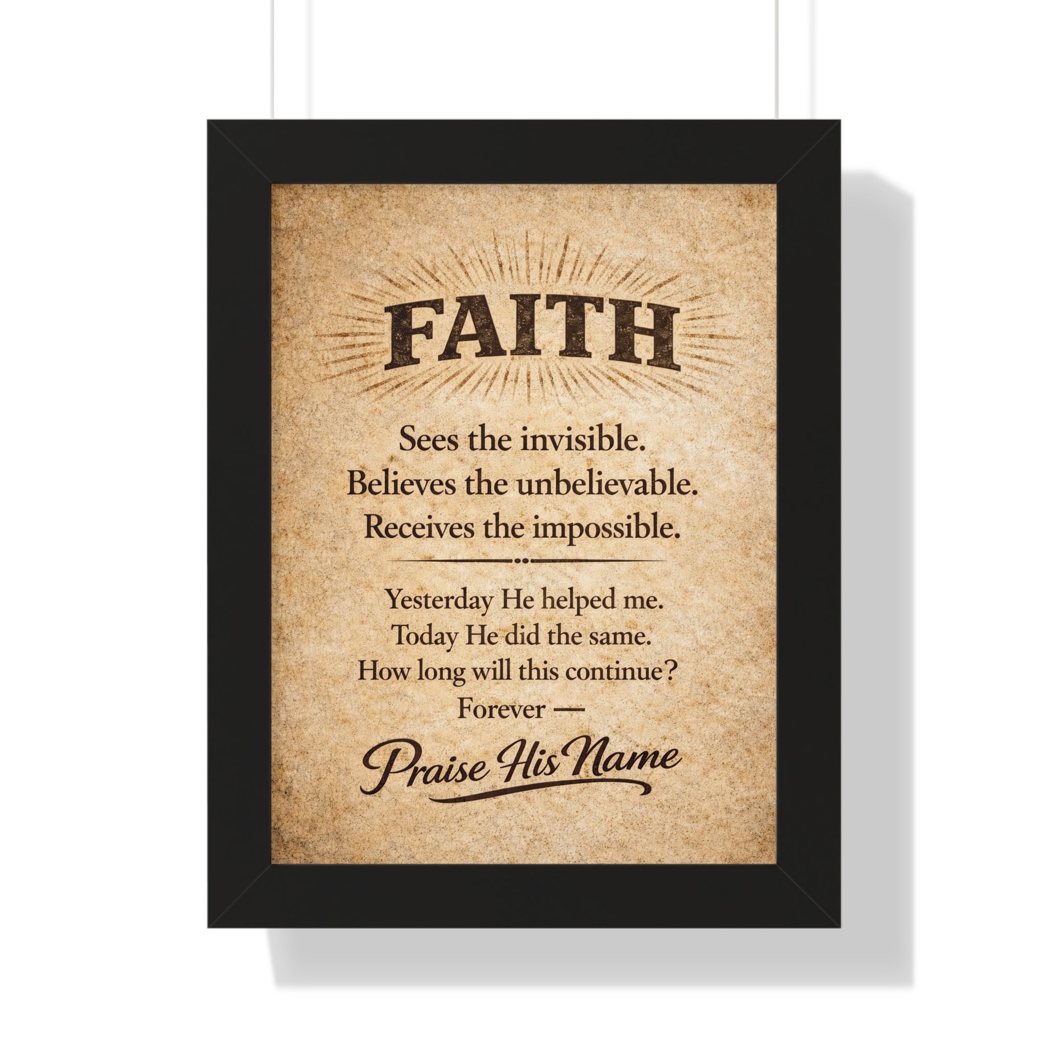 Christian Wall Art | FAITH Sees the Invisible | Vintage Faith Poster | Stormy Meadow
