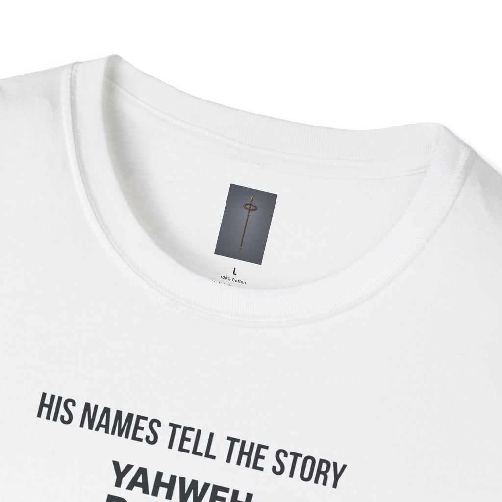 Christian Jesus Names T-Shirt — 'His Names Tell the Story' Faith Tee