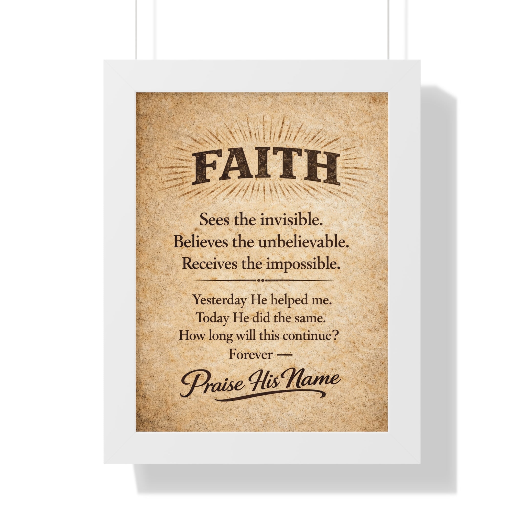 Christian Wall Art | FAITH Sees the Invisible | Vintage Faith Poster | Stormy Meadow