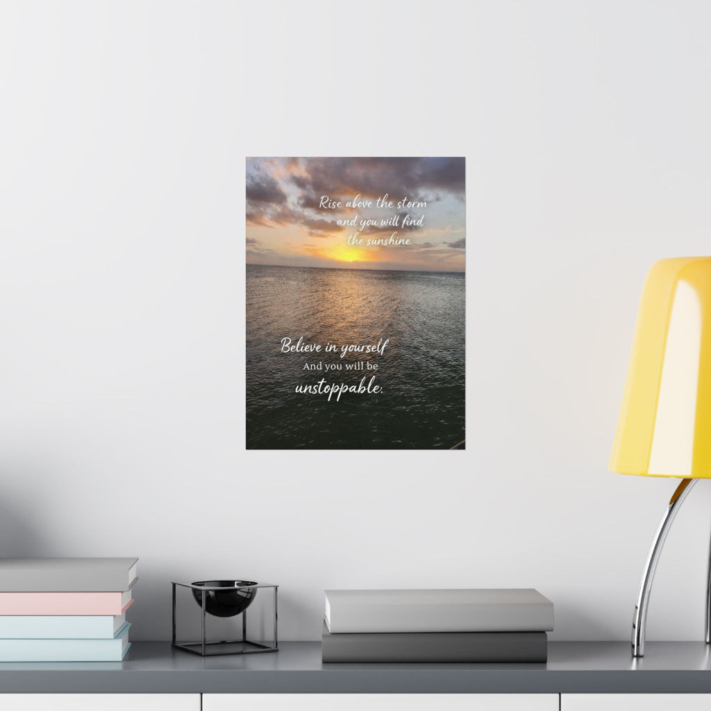 Motivational Poster | Rise Above the Storm | Inspirational Wall Art | Stormy Meadow