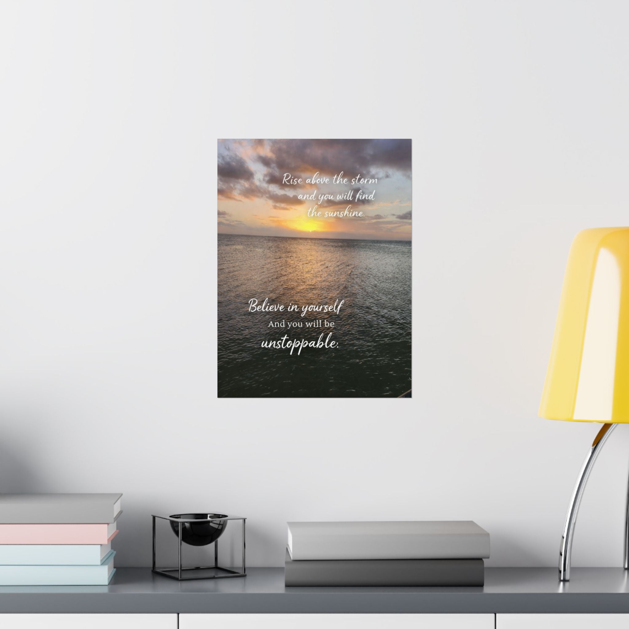 Motivational Poster | Rise Above the Storm | Inspirational Wall Art | Stormy Meadow