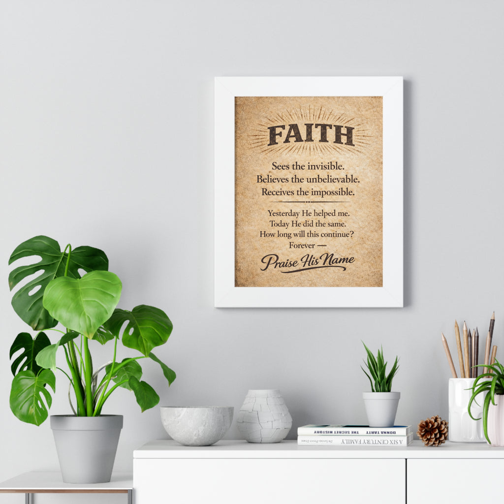 Christian Wall Art | FAITH Sees the Invisible | Vintage Faith Poster | Stormy Meadow