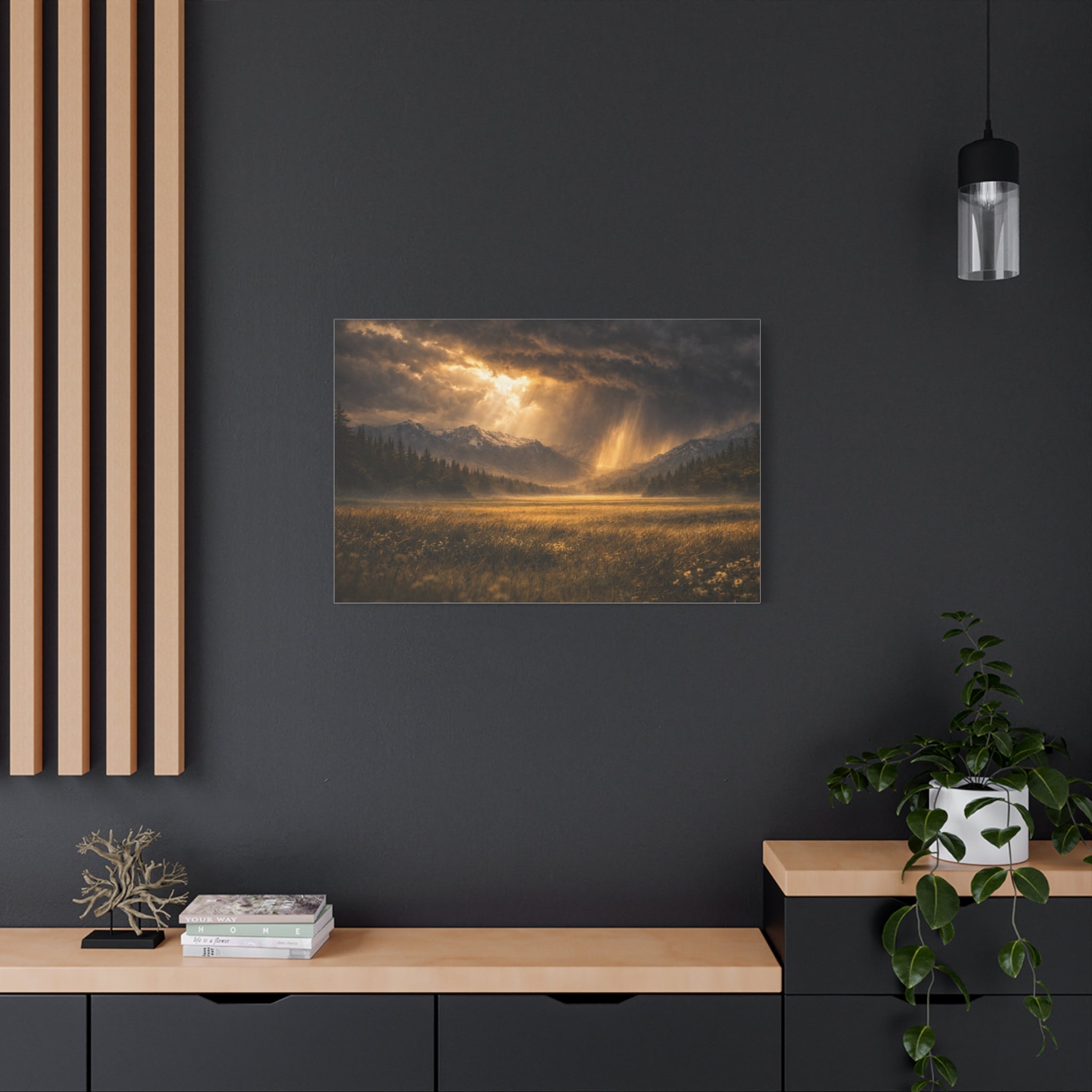 Stormy Meadow Wall Art | "Where the Storm Breaks" | Motivational Canvas Print | Fine Art