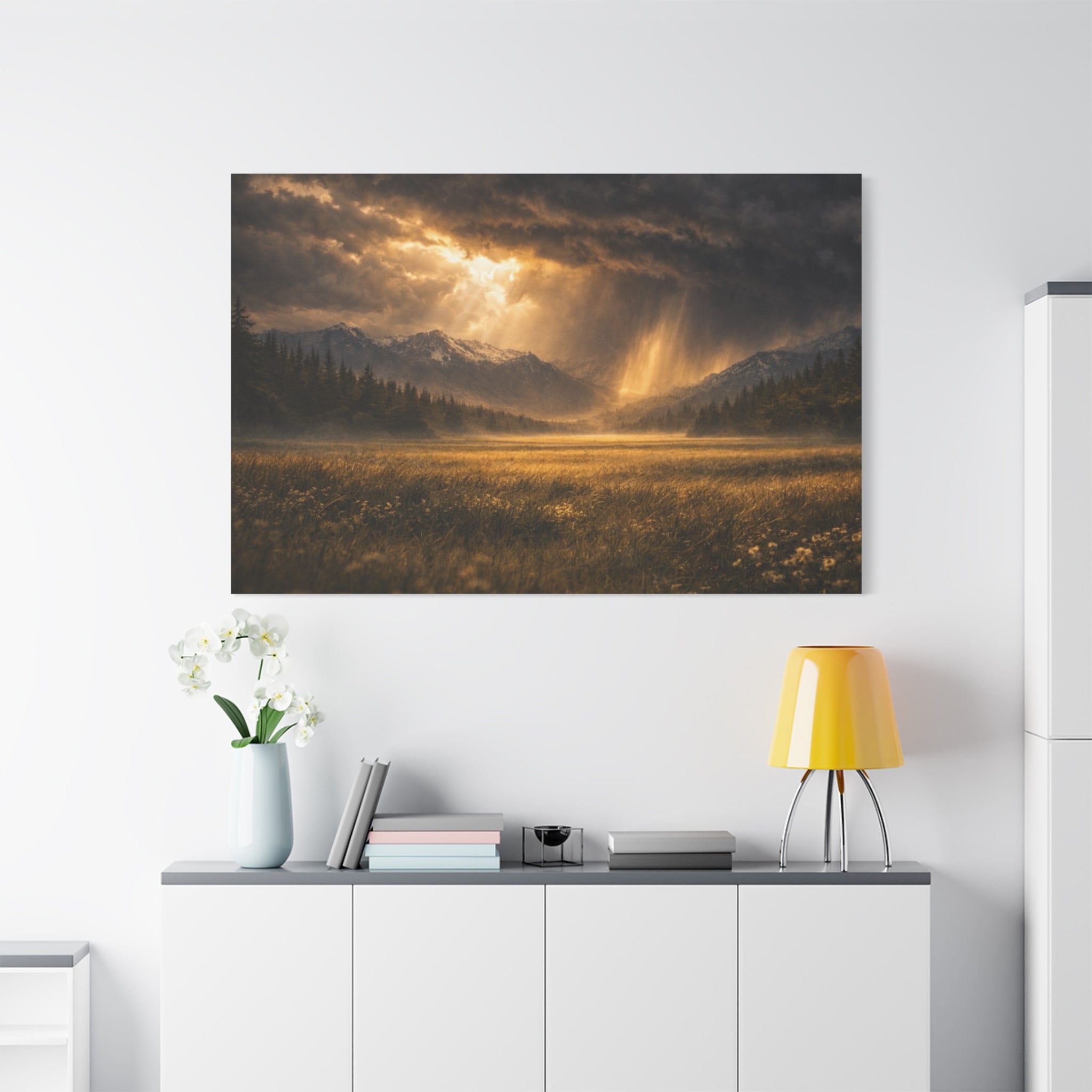Stormy Meadow Wall Art | "Where the Storm Breaks" | Motivational Canvas Print | Fine Art